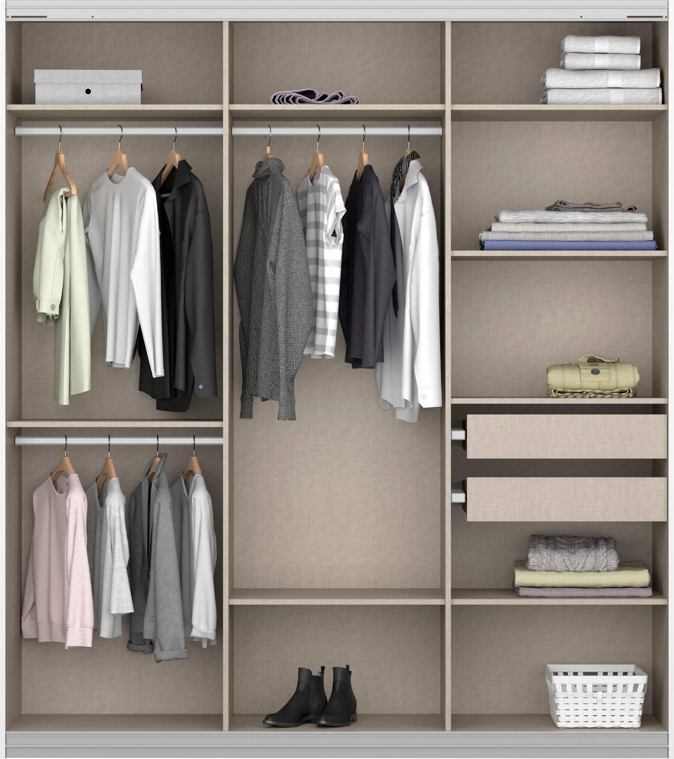 rauch Schwebetürenschrank »Kleiderschrank Schrank Garderobe BESTSELLER KOLUNA mit Spiegel«, inkl. 2 Innenschubladen sowie extra Einlegeböden MADE IN GERMANY