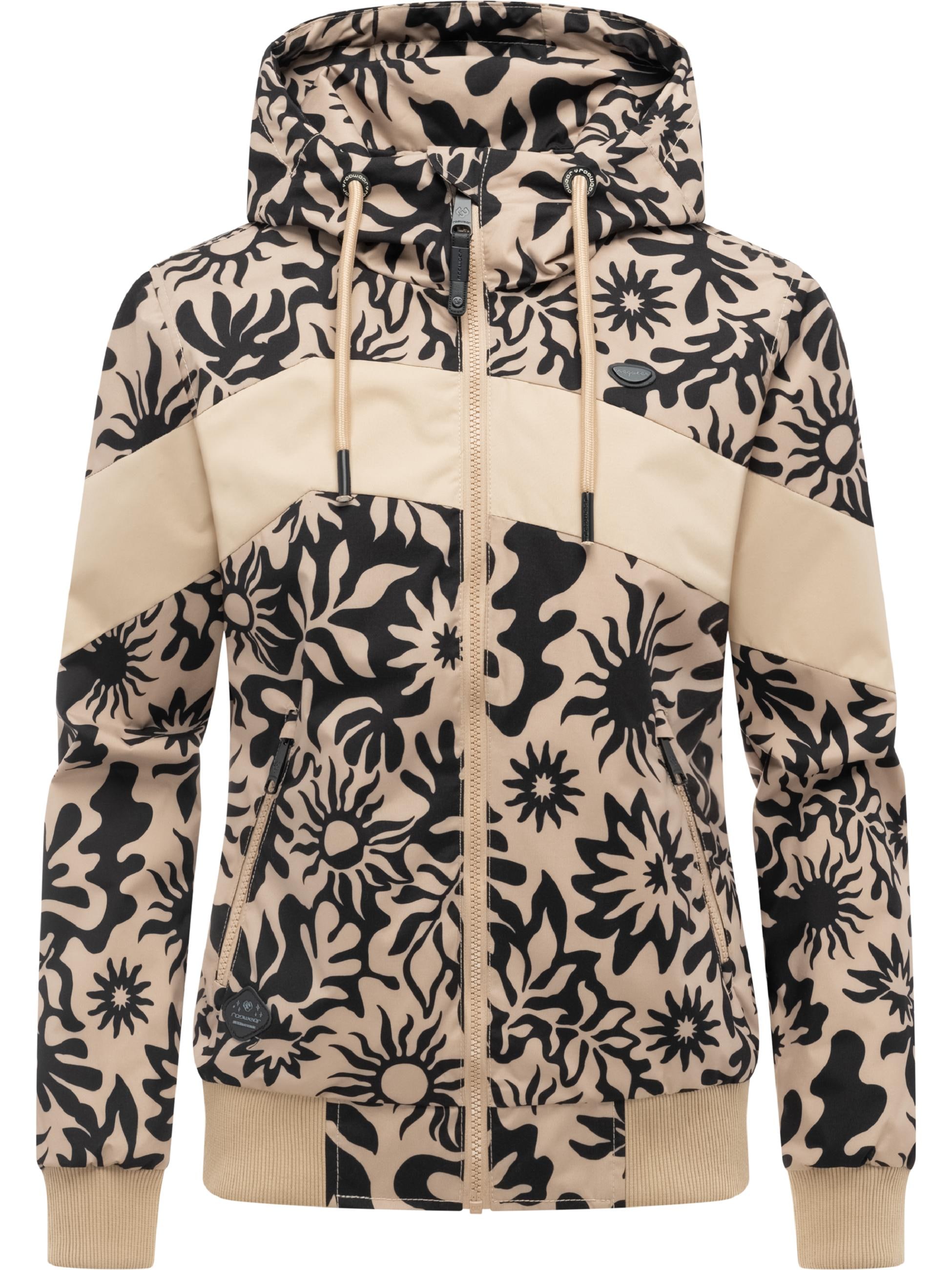 Ragwear Outdoorjacke »Übergangsjacke Nuggie Block Flower« mit Kapuze modische Damen Freizeitjacke mit floralem Print