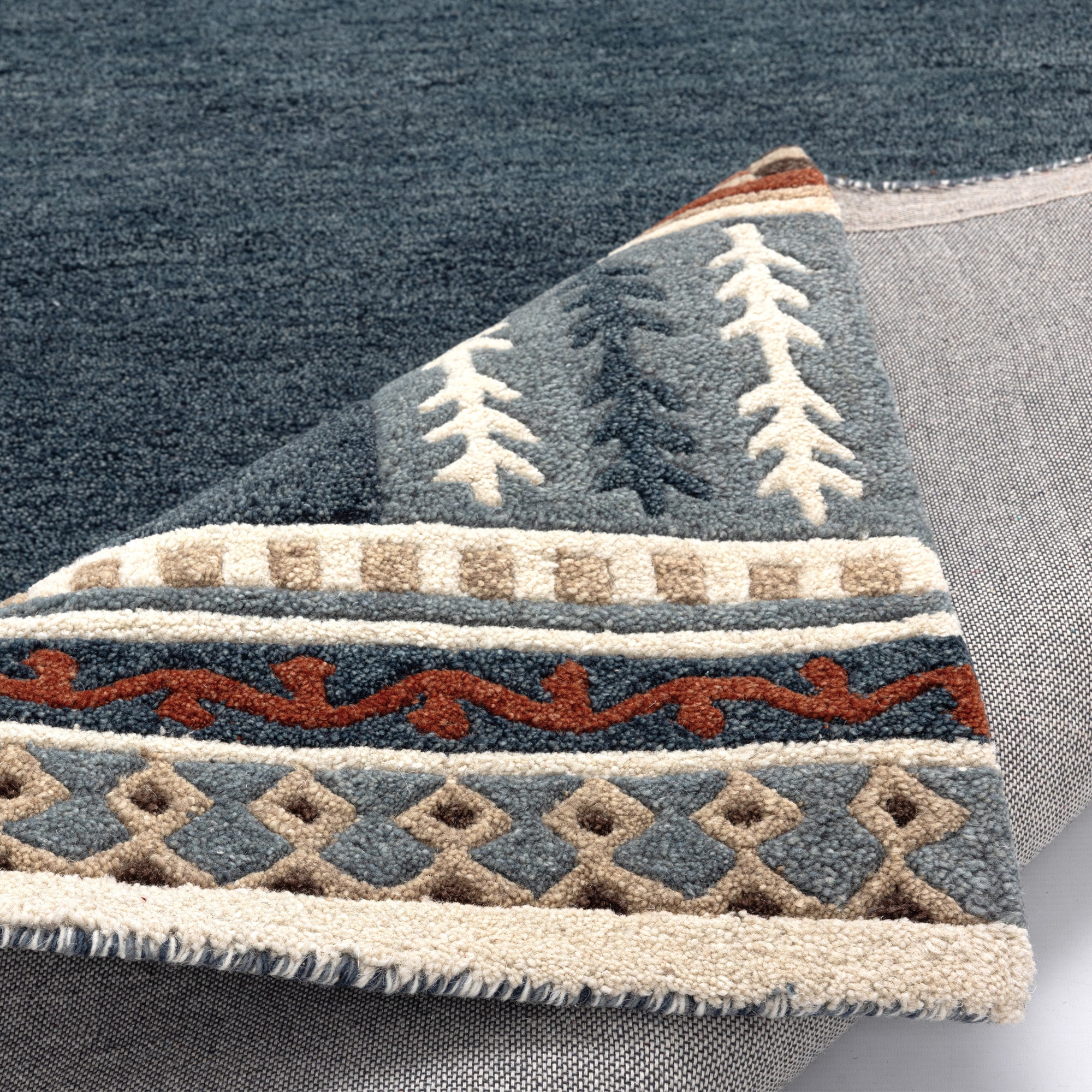 THEKO Wollteppich »Nuno, reine Wolle,  Handgefertigt, mit Bordüre« rechteckig 14 mm Höhe handgetuftet, Wohnzimmer, Schlafzimmer, Esszimmer, auch als Läufer