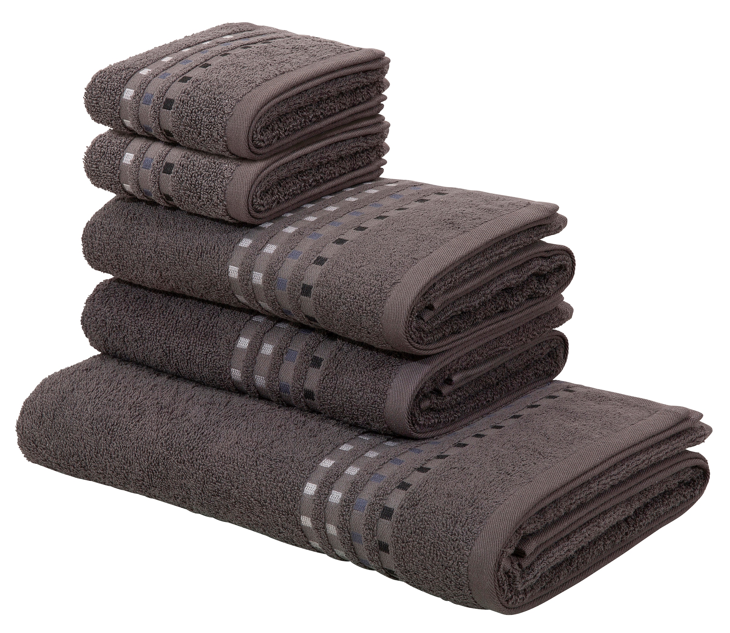 Home affaire Handtuch Set »Kelly«, Set, 5 tlg., Walkfrottee, mit  Farbverlauf in Bordüre, Handtuchset aus 100 % Baumwolle online bei OTTO