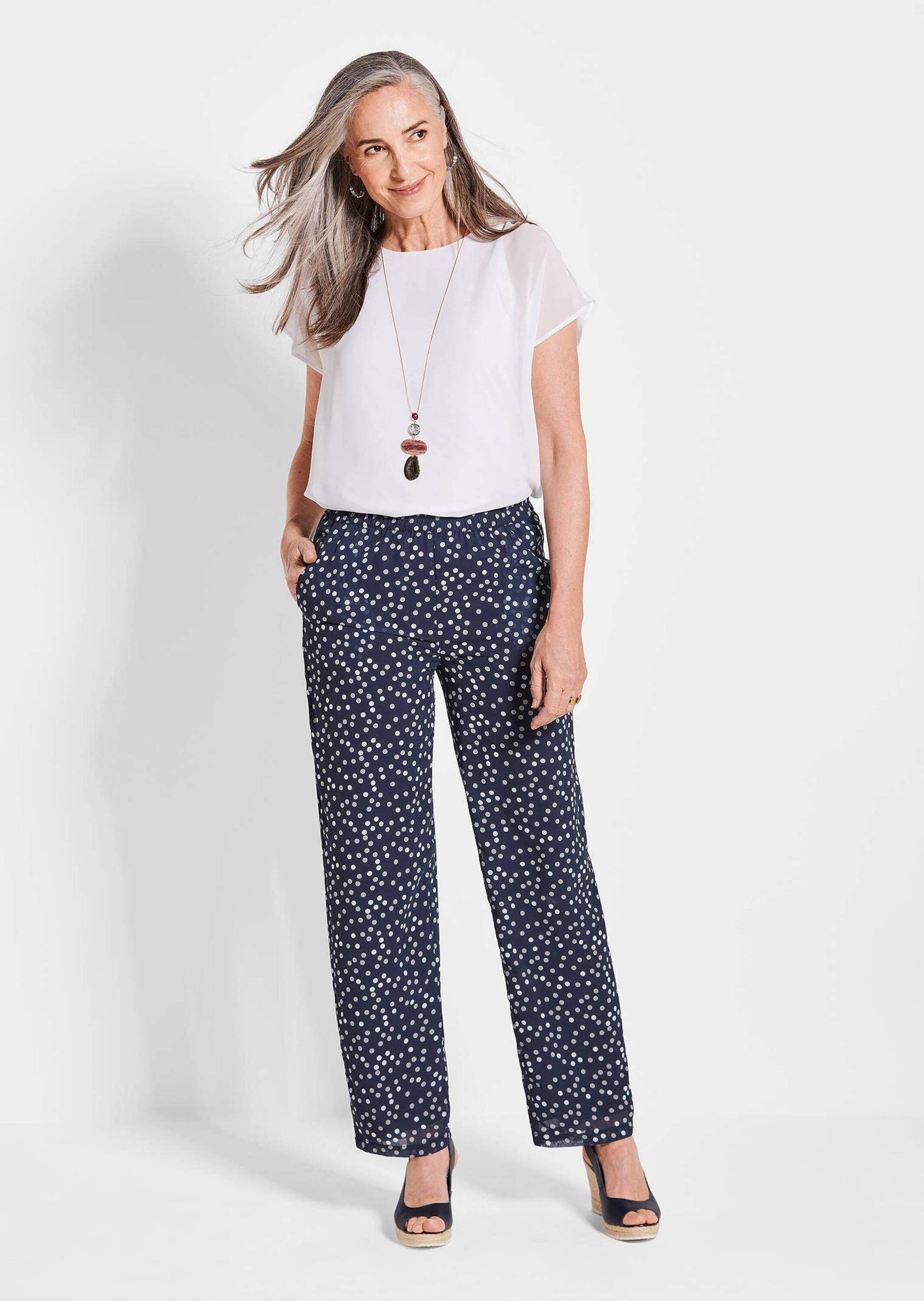 GOLDNER Schlupfhose »Kurzgröße Luftige Hose VERA mit Tupfenmuster«