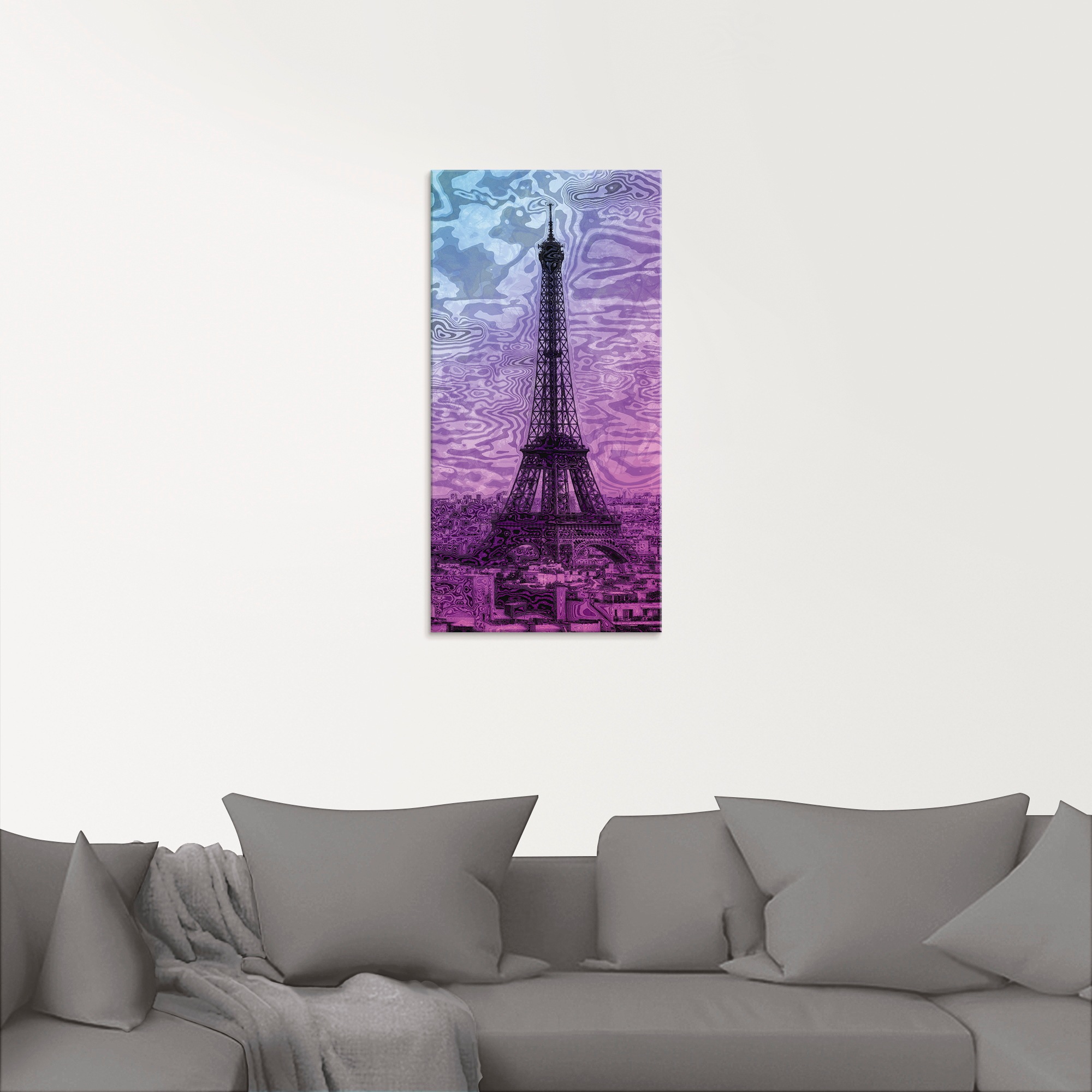 Artland Glasbild »Paris Eiffelturm Lila/Blau«, Gebäude, (1 St.), in verschiedenen Größen