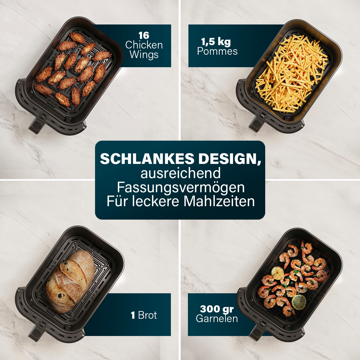 PRINCESS Heißluftfritteuse »182240 Slim Airfryer 5L -Platzsparendes Design - Ölfrei - 8 Programme«, 1500 W, Fassungsvermögen 5 l