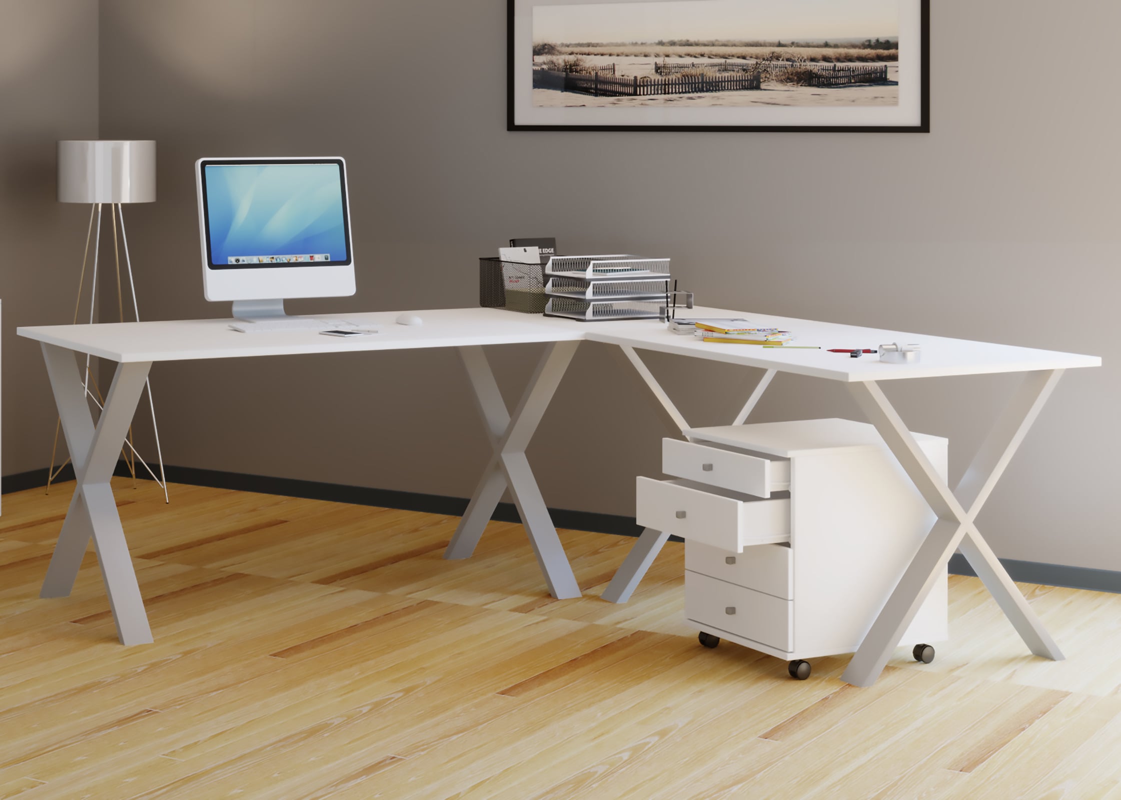 VCM Schreibtisch »X Schreibtisch Eckschreibtisch L Form 130x130x50« 1 Stk. tlg.