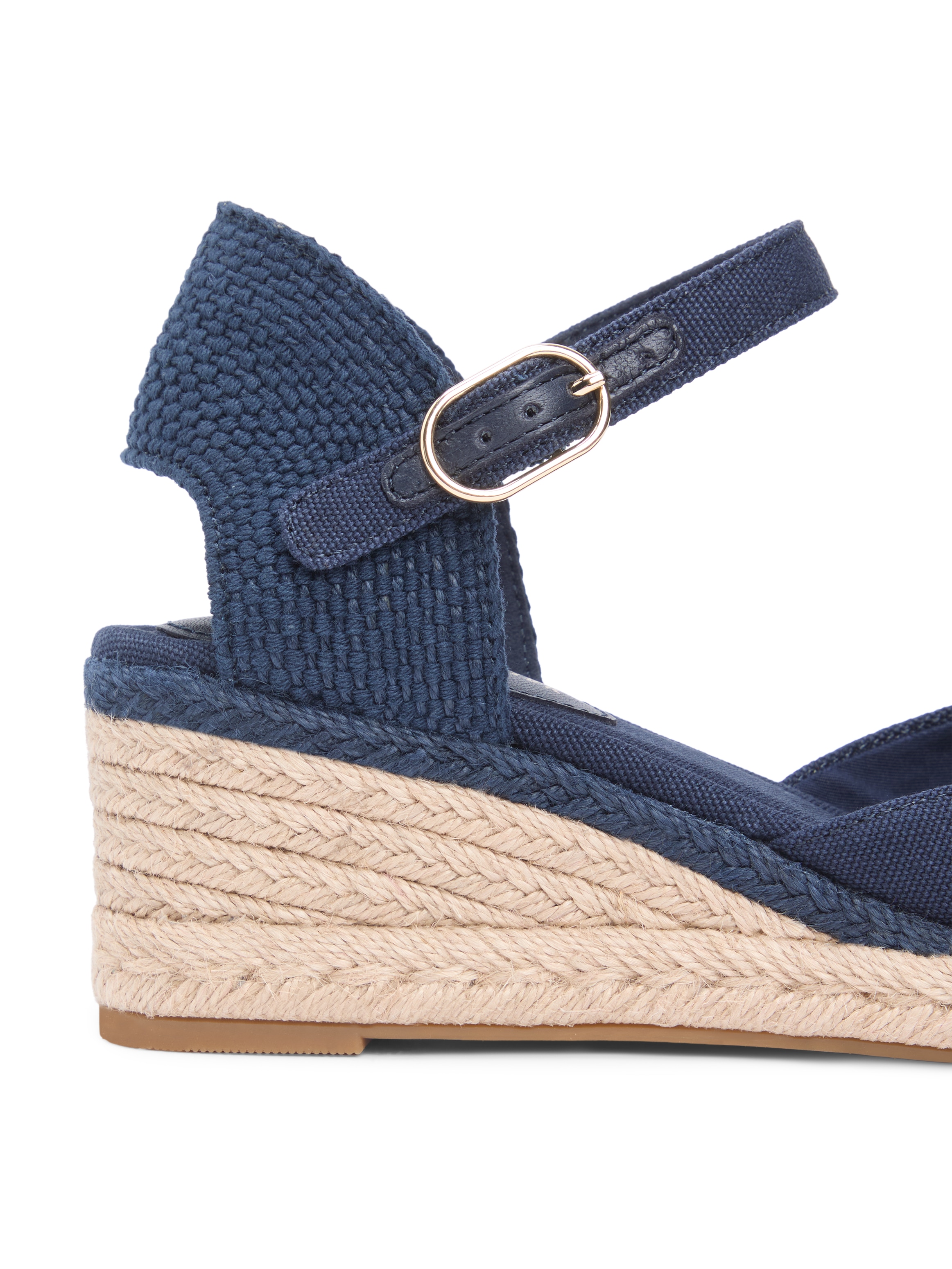 Tommy Hilfiger Keilsandalette »MID WEDGE ESPAD CLOSED TOE«  Plateau, Sommerschuh mit verstellbarer Schnalle, schmale Form