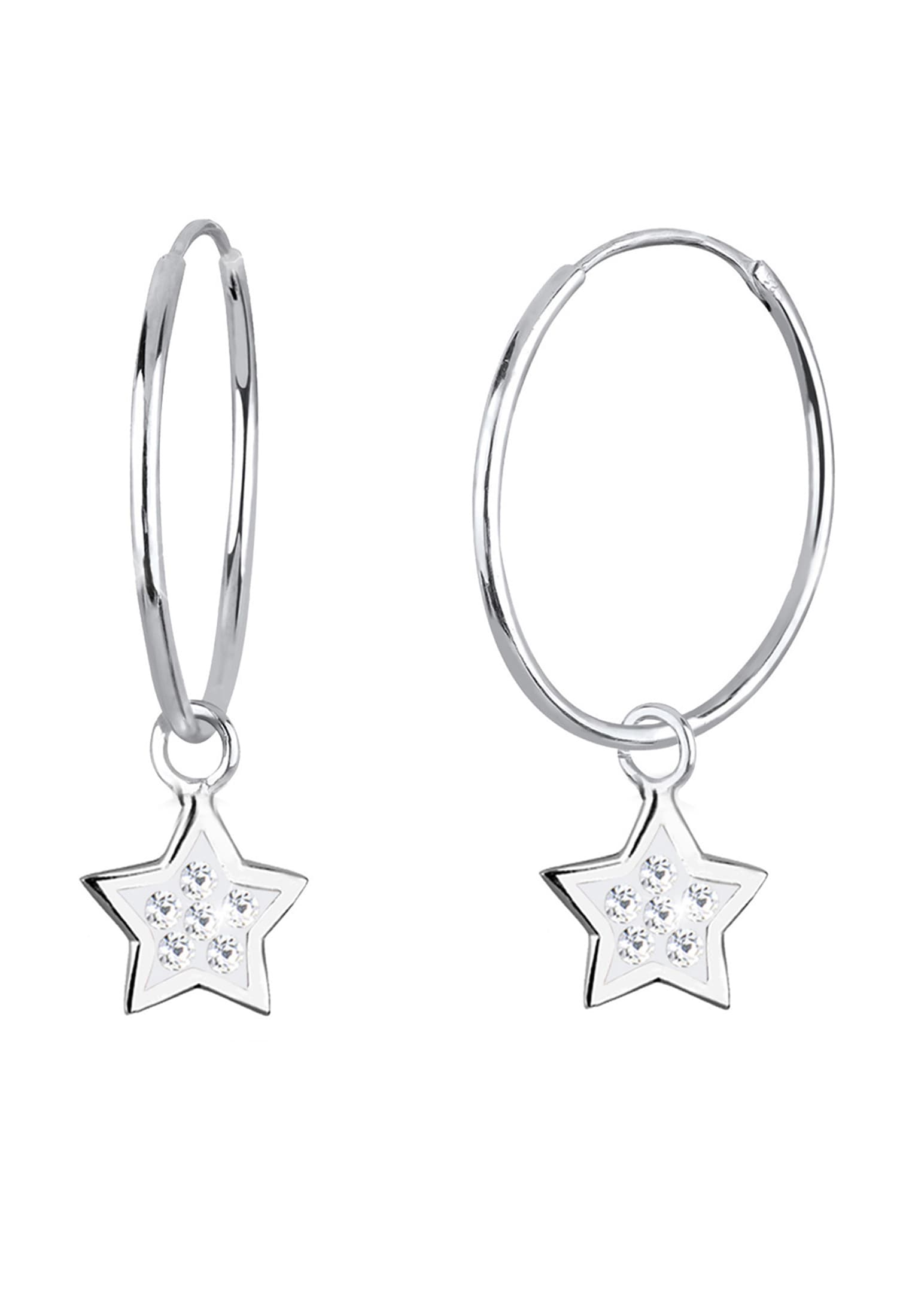 Elli Paar Creolen »Ohrringe Creolen Stern Kristalle 925 Silber«