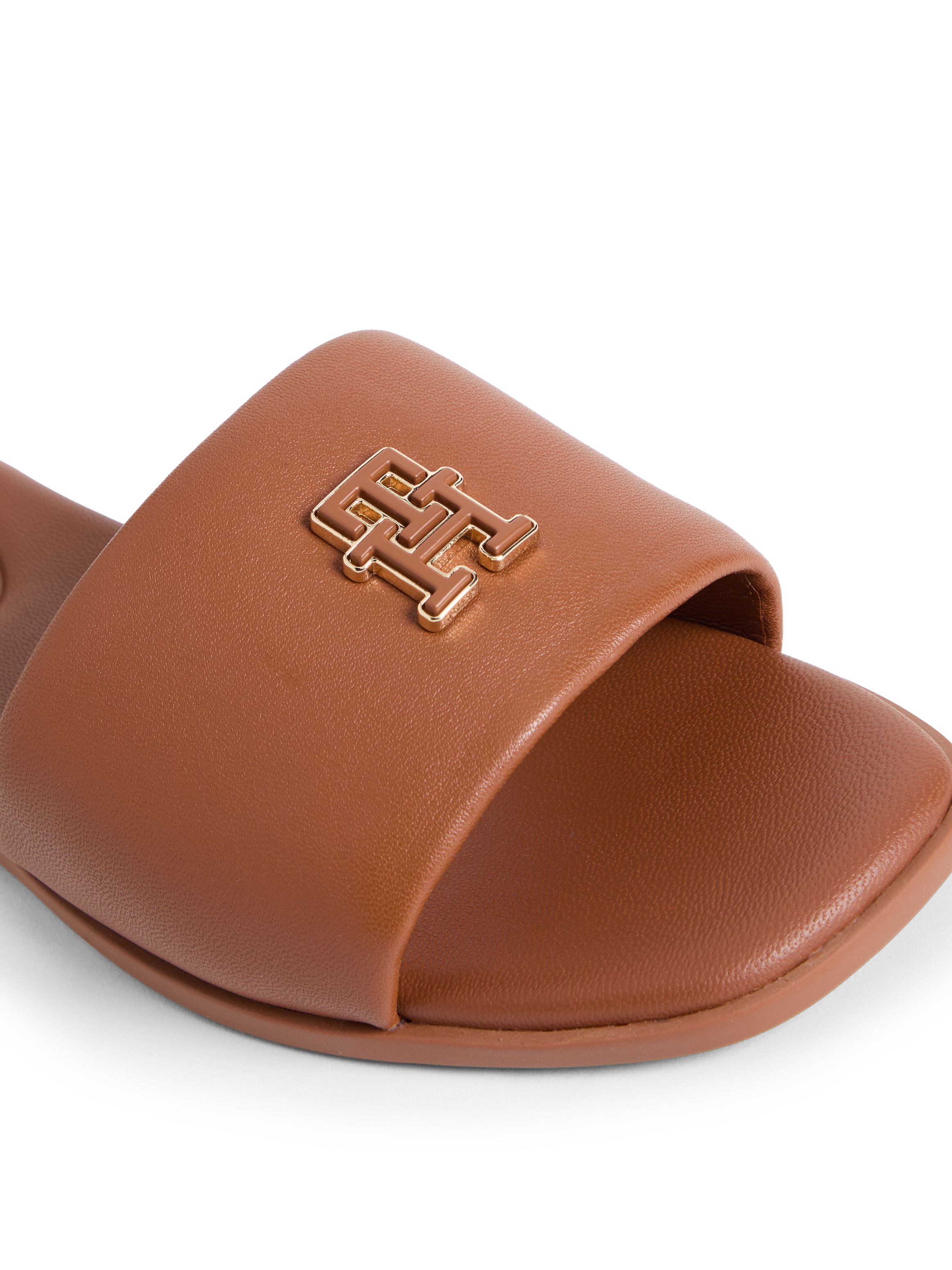 Tommy Hilfiger Pantolette »TH LOGO HARDWARE LEATHER MULE«  , Blockabsatz, Sommerschuh, Schlupfschuh mit stylischem Logoemblem