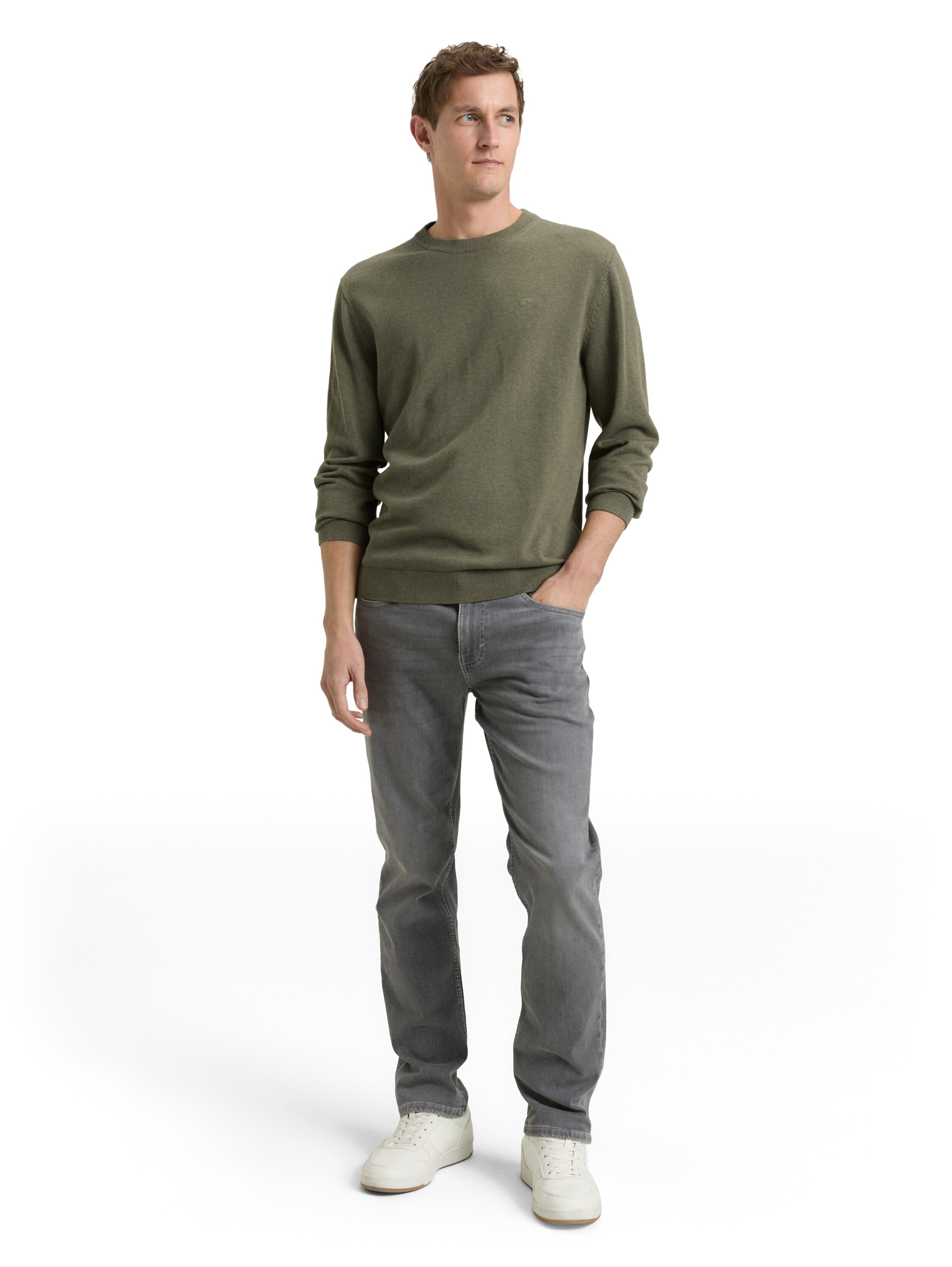 TOM TAILOR Rundhalspullover mit Logostickerei
