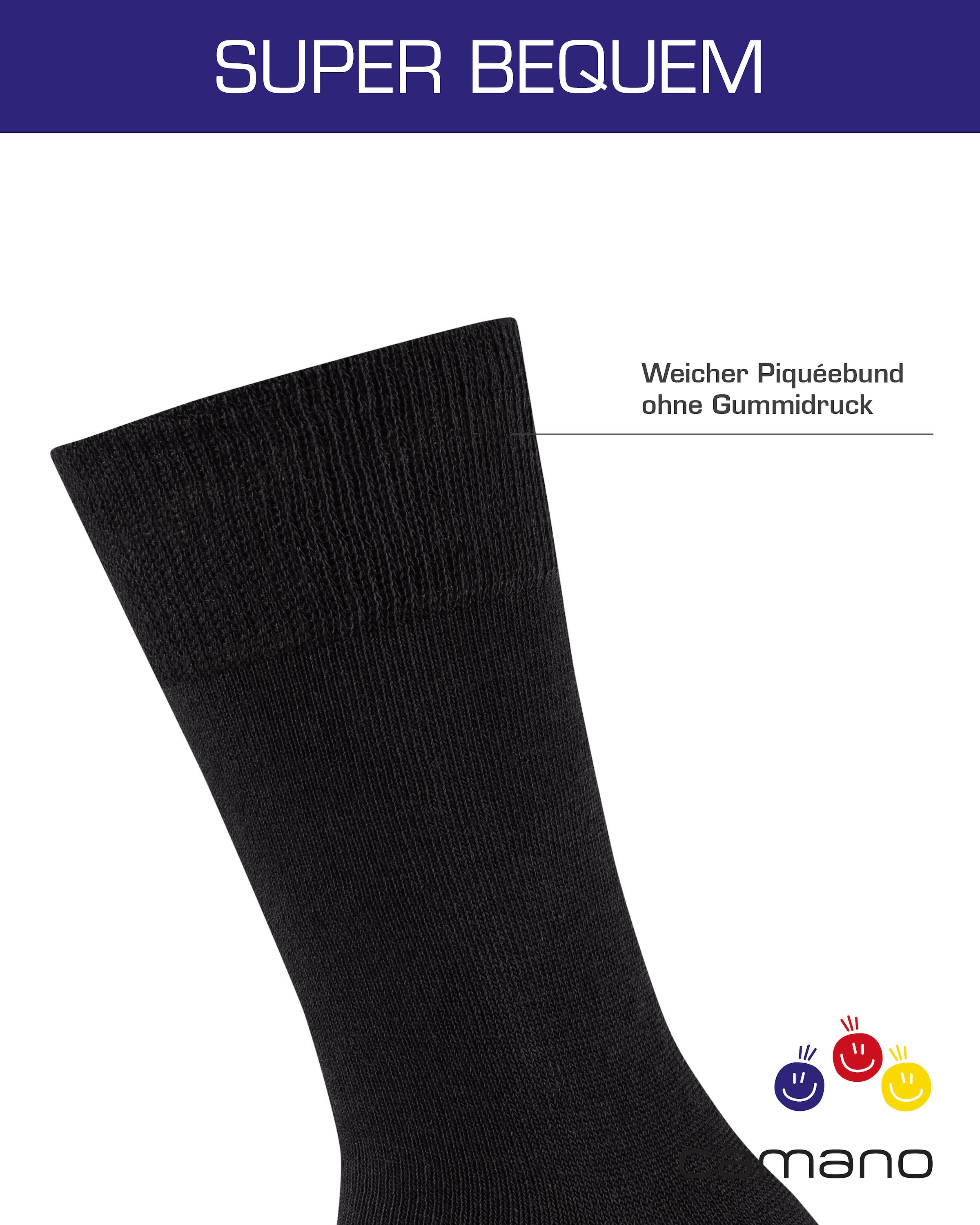 Camano Socken »ca-soft« 6 Paar,  mit Komfortbund und gepolsterten Zehen-/Fersenbereich