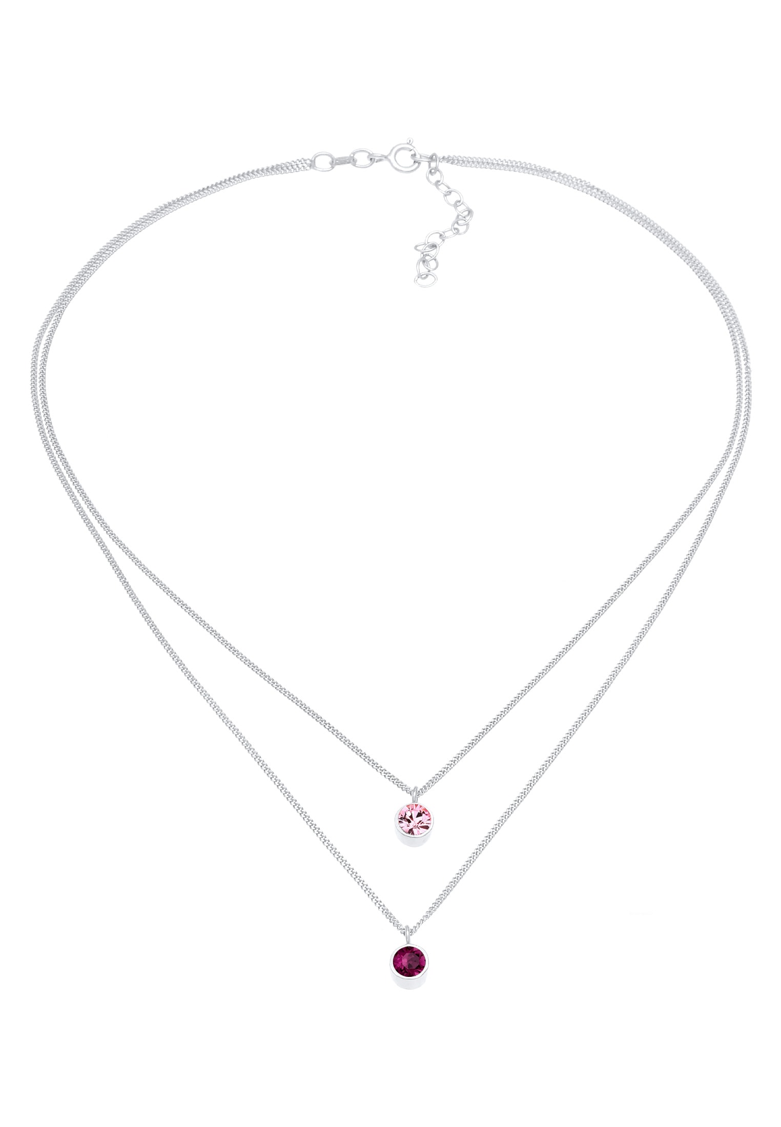 Elli Silberkette »Halskette Choker Layer Kristalle Rund 925 Silber«