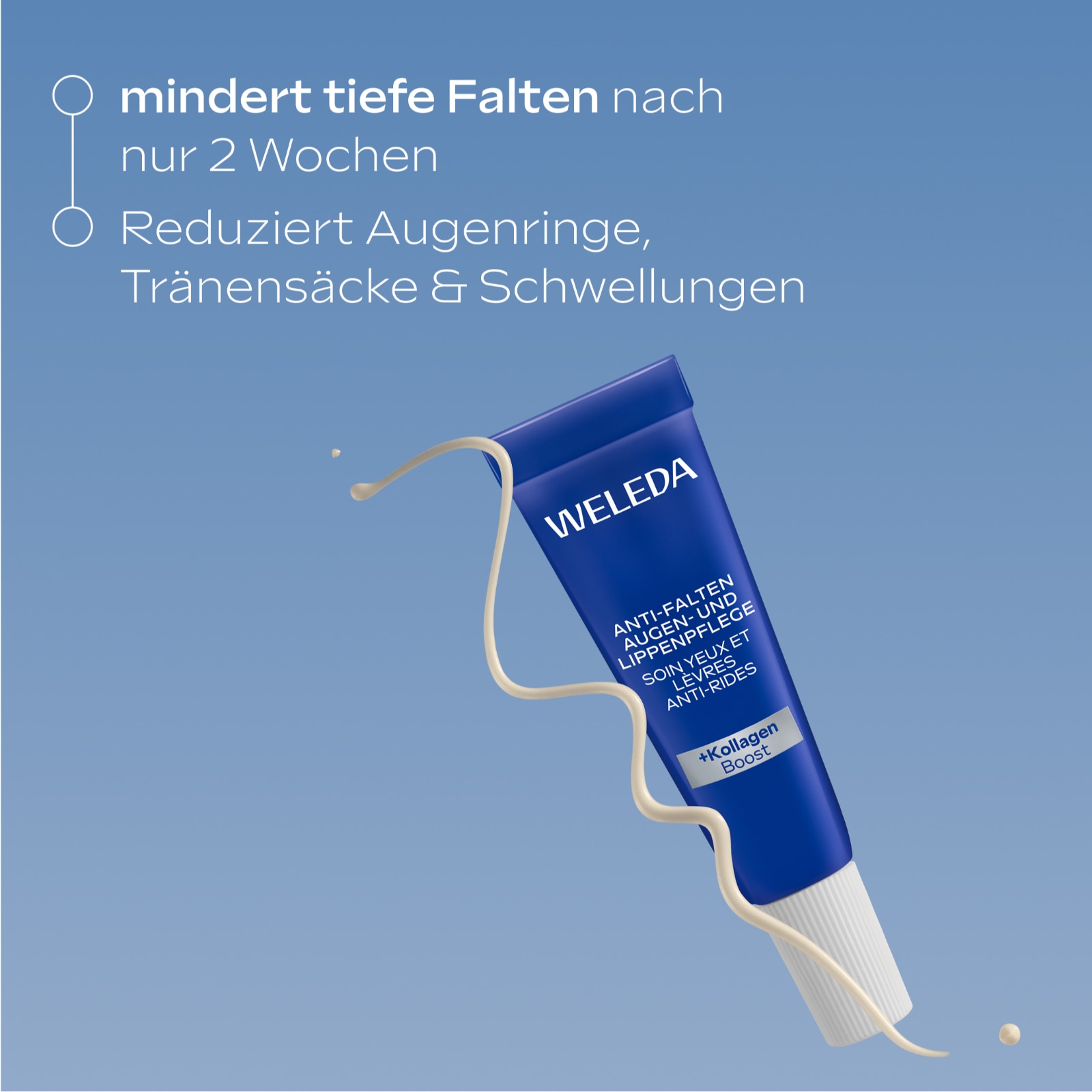 WELEDA Gesichtsfluid »ANTI-FALTEN AUGEN- UND LIPPENPFLEGE BLAUER ENZIAN & EDELWEISS« mindert sichtbar Falten, Augenringe, Tränensäcke und Schwellungen