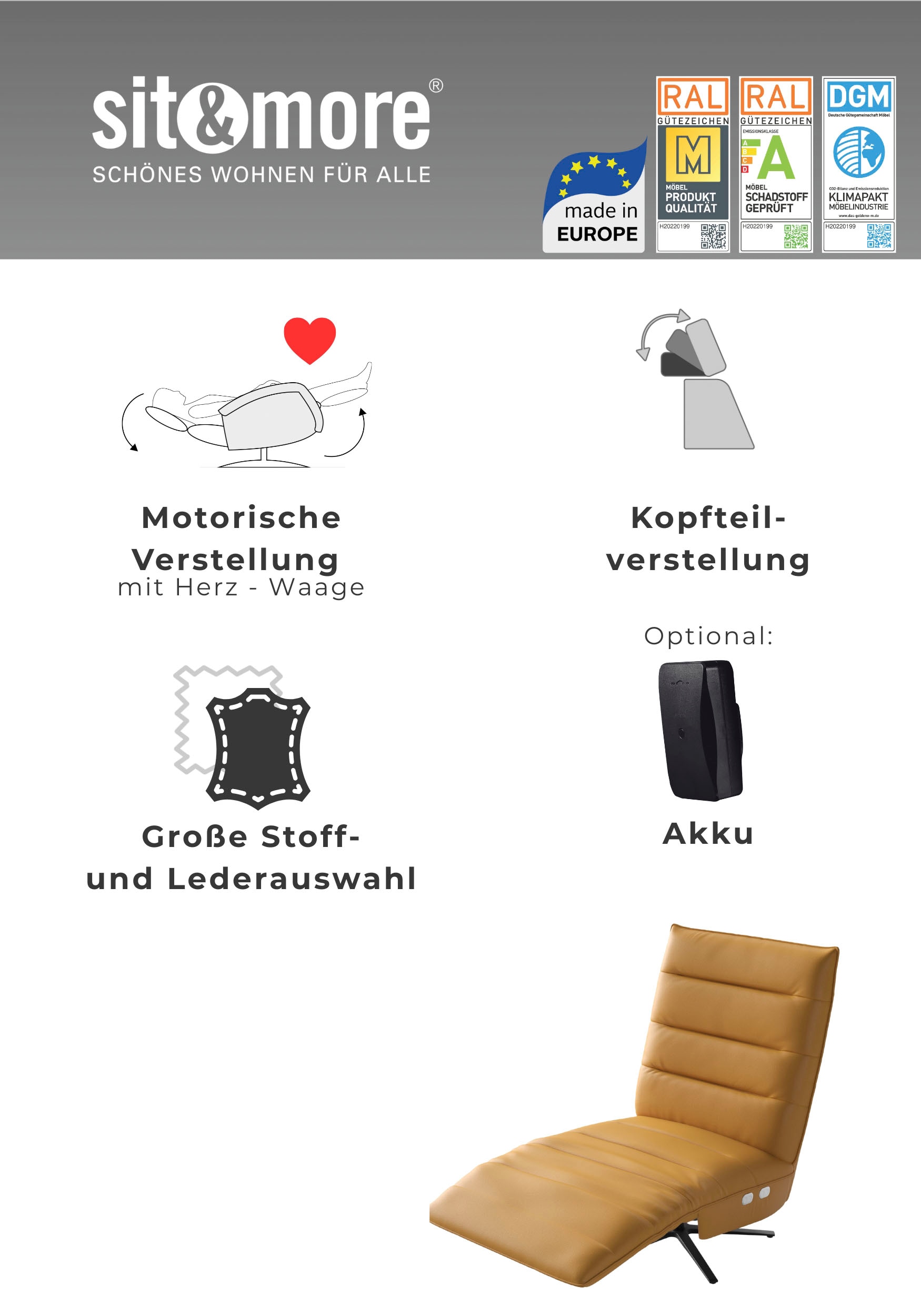 sit&more TV-Sessel »Eve« mit Herz-Waage und 2 Motoren, Bedienfelder im Sitz