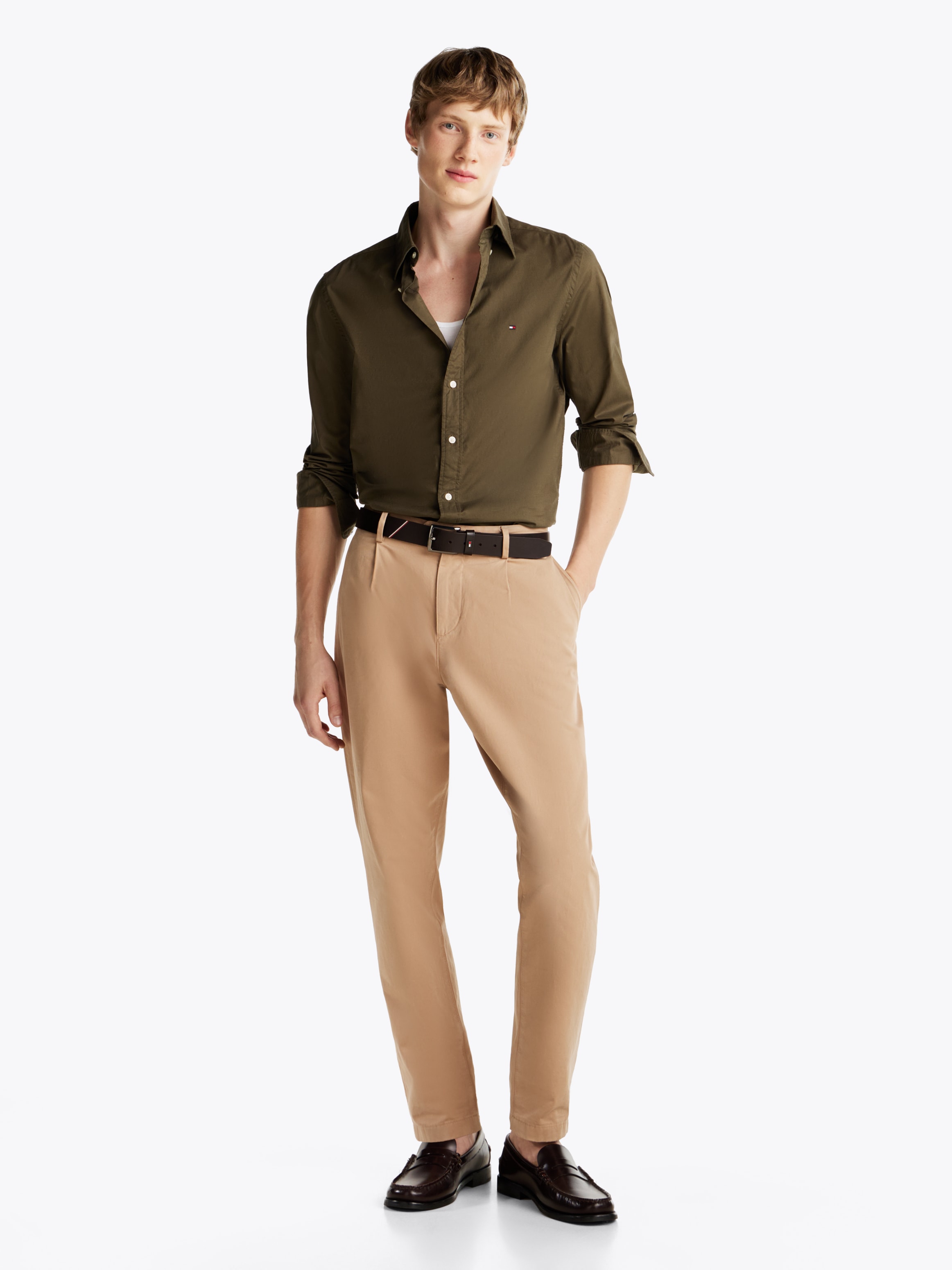 Tommy Hilfiger Businesshemd »FLEX POPLIN SOLID RF SHIRT 1«, mit Logostickerei