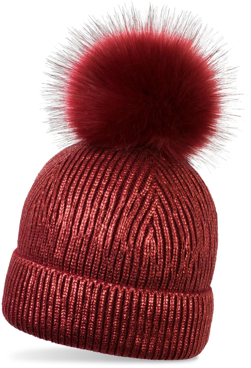 styleBREAKER Bommelmütze »Metallic Winter Strick Bommelmütze« 1 Stk.