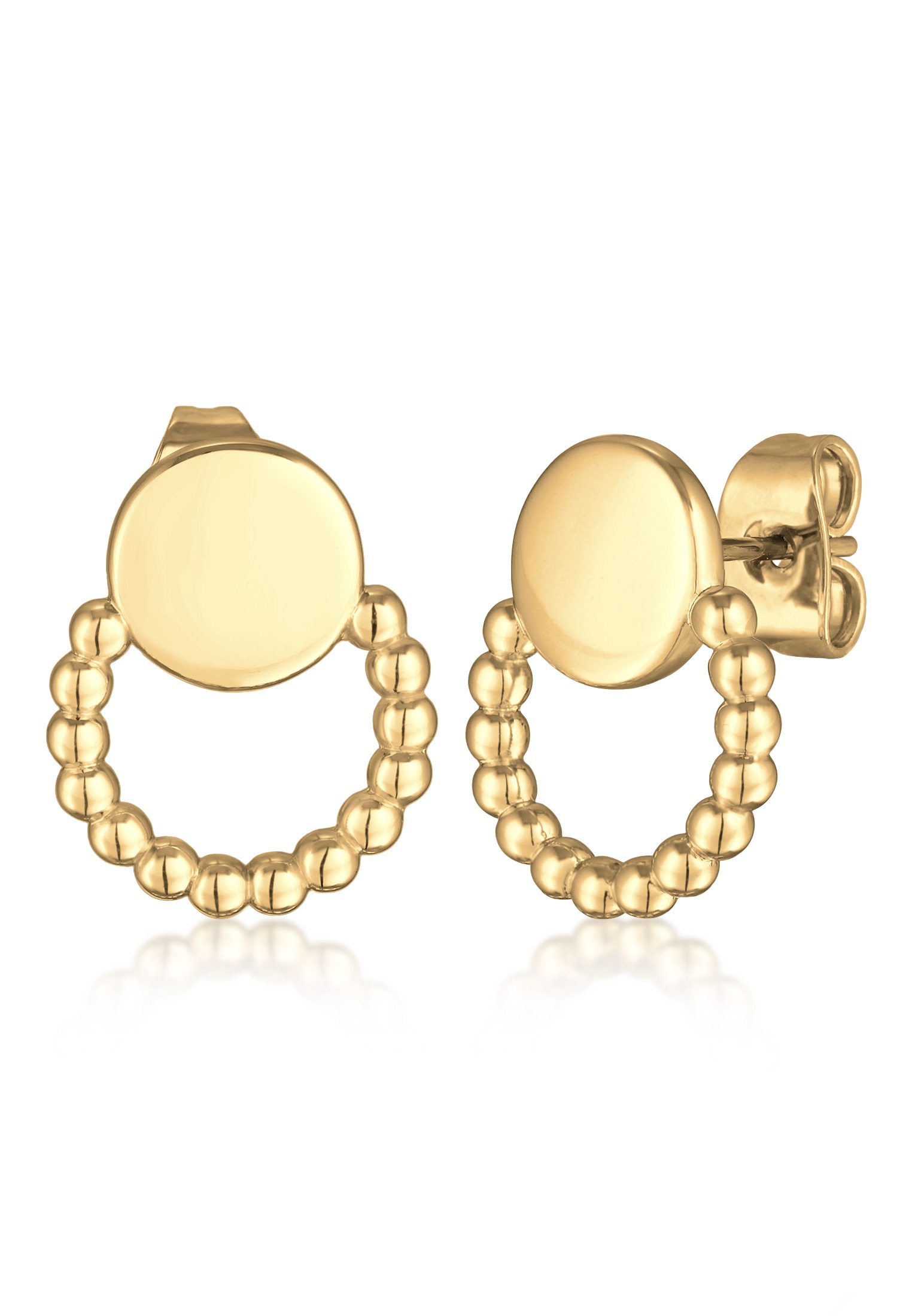 Elli Paar Ohrstecker »Ohrringe Plättchen Dots Kreis Design Messing Silberfarben«