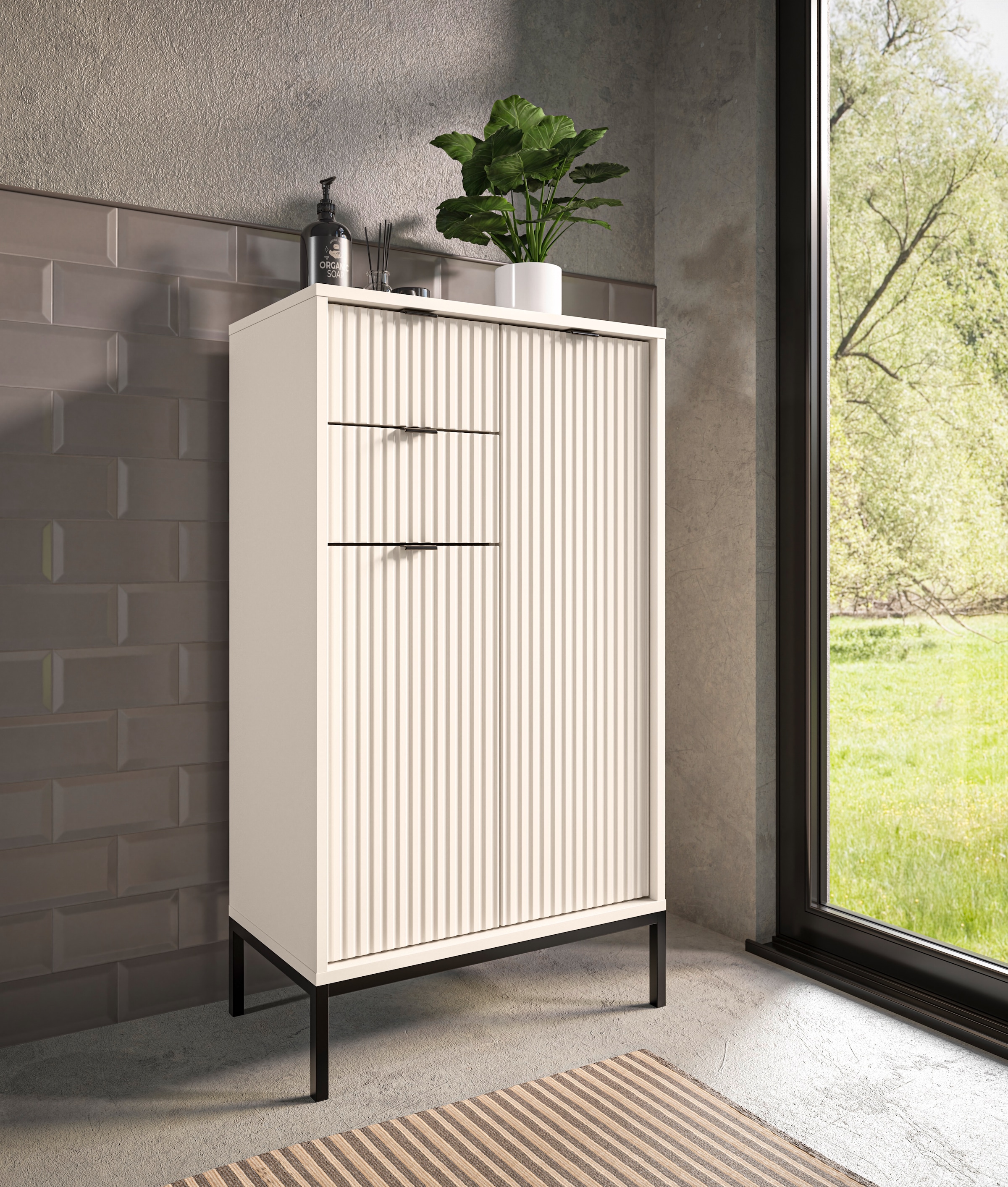 BASIC by Balculina Midischrank »Lucera Midischrank, Badezimmerschrank BxHxT 60x106x32« 1 Stk. tlg. Breite 60 cm, Tür L/R montierbar