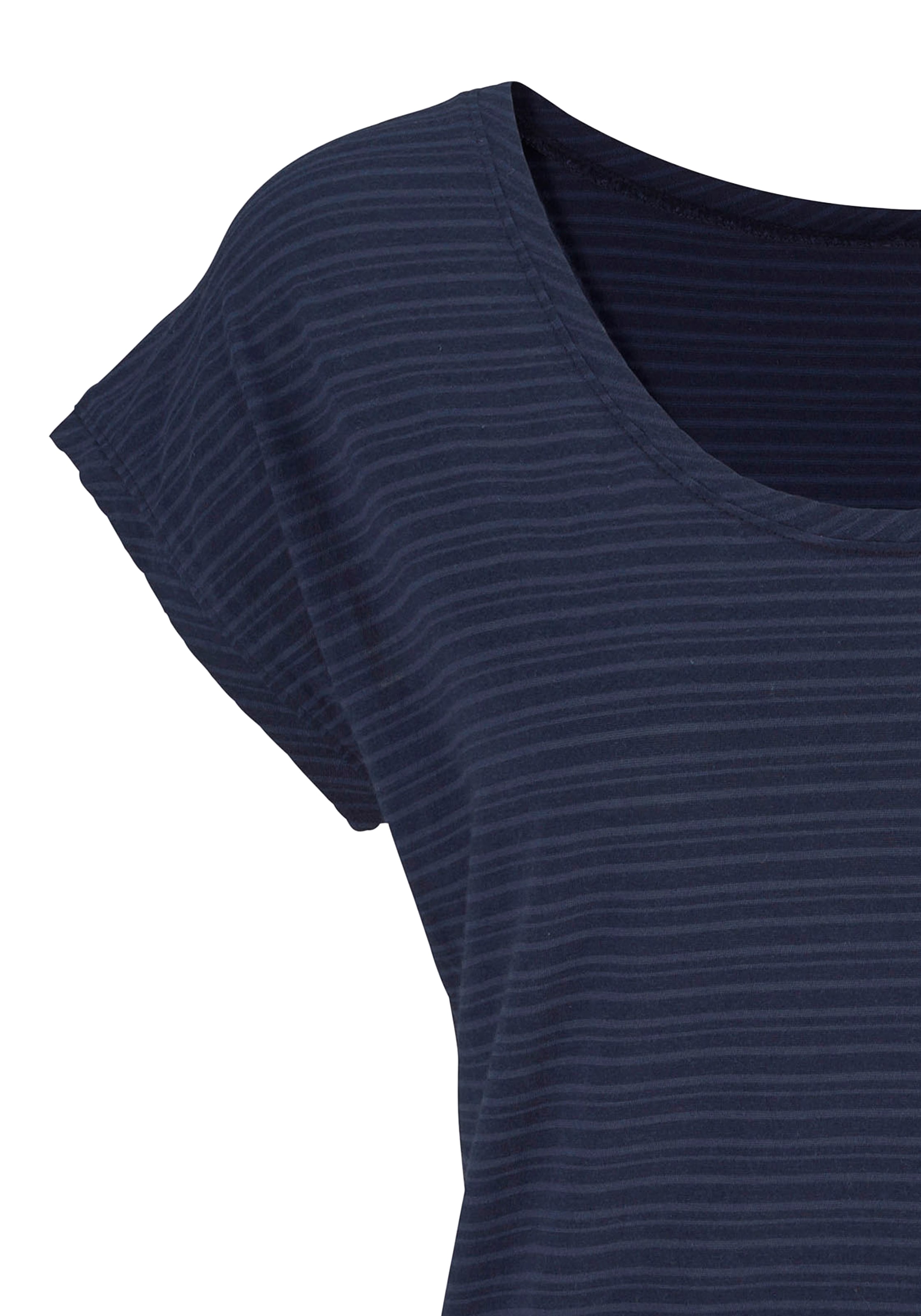 Beachtime Kurzarmshirt »mit leicht transparenten Streifen«, aus weicher Baumwoll-Viskose-Qualität