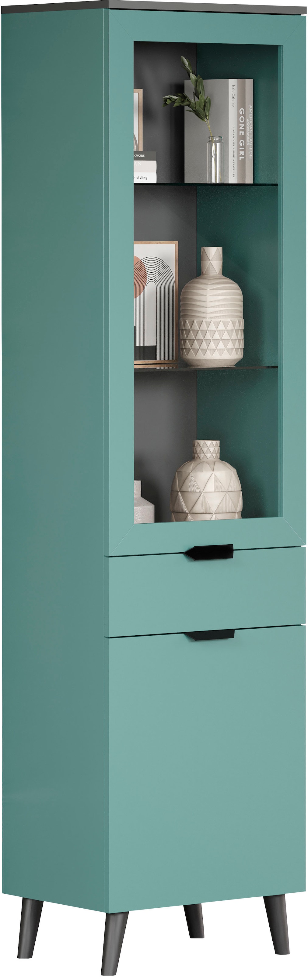 andas Vitrine »Mikkeline«, (1 St.), Wohnzimmerschrank mit einer Glastür und 2 Glasböden, Breite 49 cm