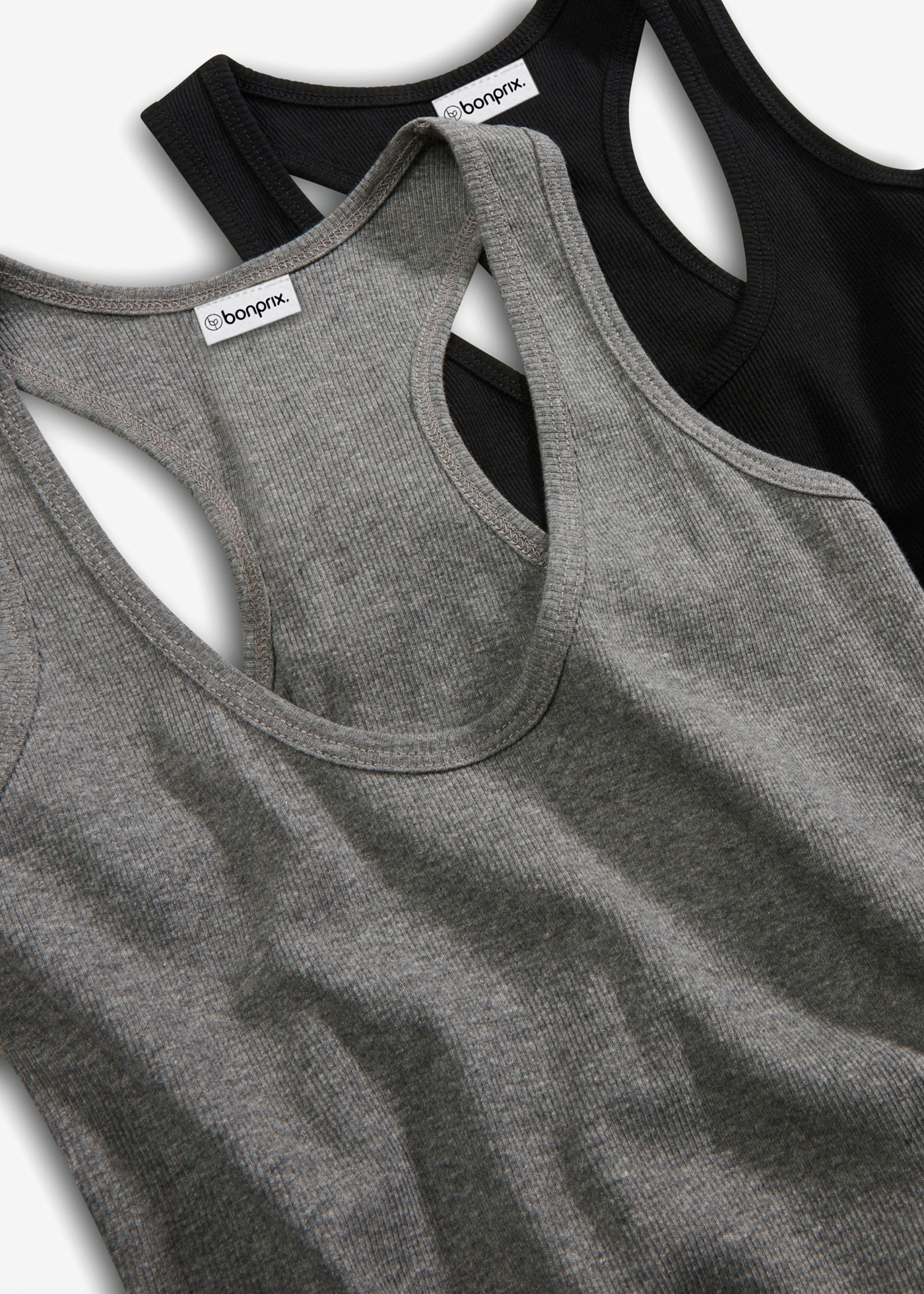bonprix Tanktop Packung, 2 Ringerrücken, Ripp-Qualität
