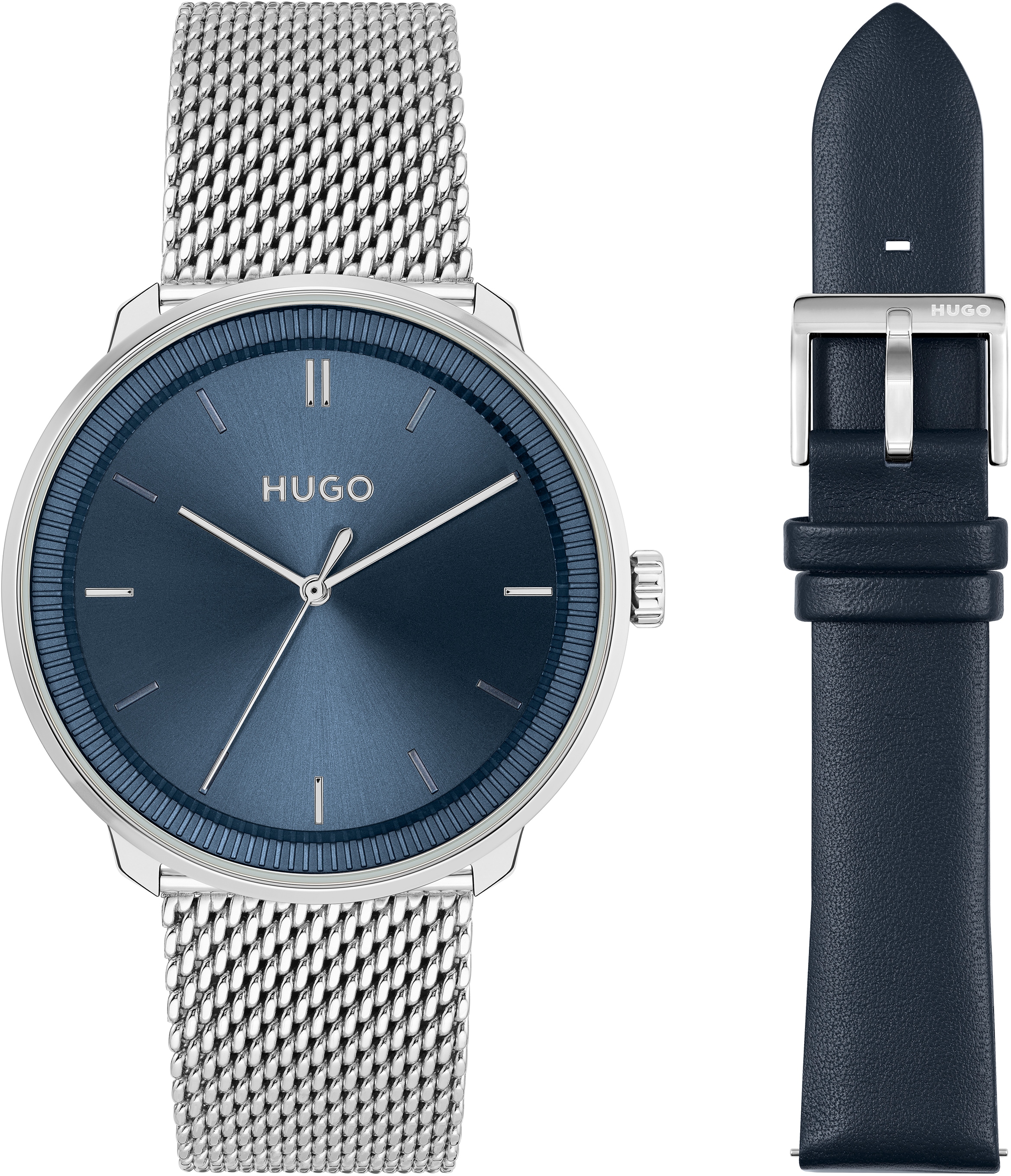 HUGO Quarzuhr »#FLUID, 1520025«, (Set, online ideal als bei Wechselband), 2 mit OTTO tlg., bestellen Geschenk auch Uhr