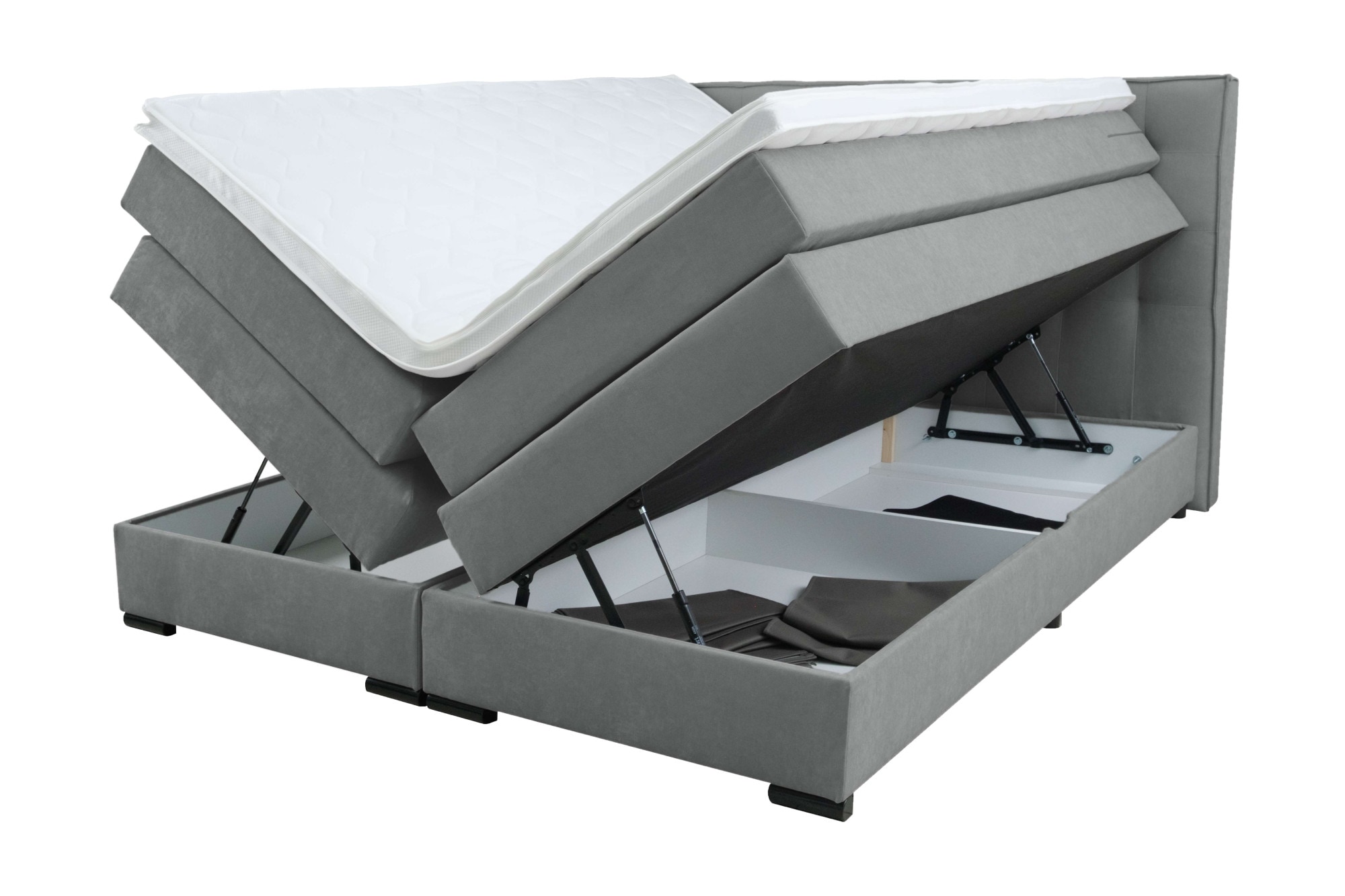 Home affaire Boxspringbett »Köln, Doppelbett, Polsterbett, Federkernbett, Komfortbett, 160, 180 cm« inkl. 6 cm Topper, zwei Bettkästen, Taschen-Federkernmatratze in H3