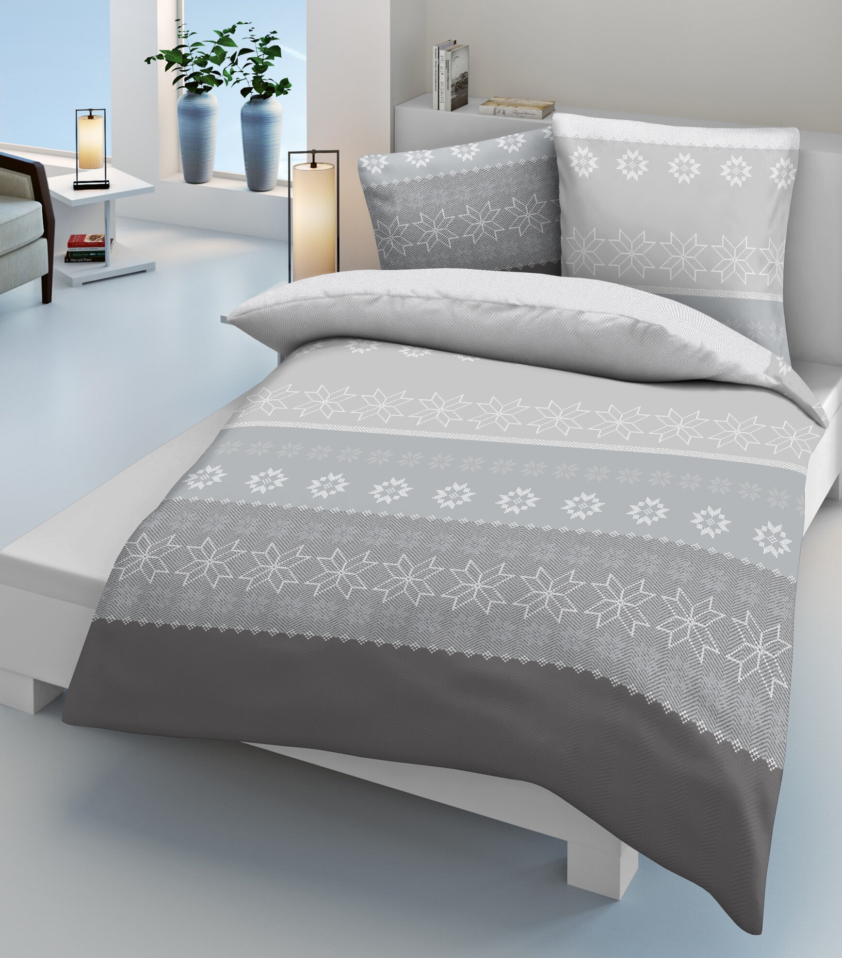 MOONLIGHT Bettwäsche »Cristalli, Baumwoll-Soft-Flanell«, (2 tlg.)
