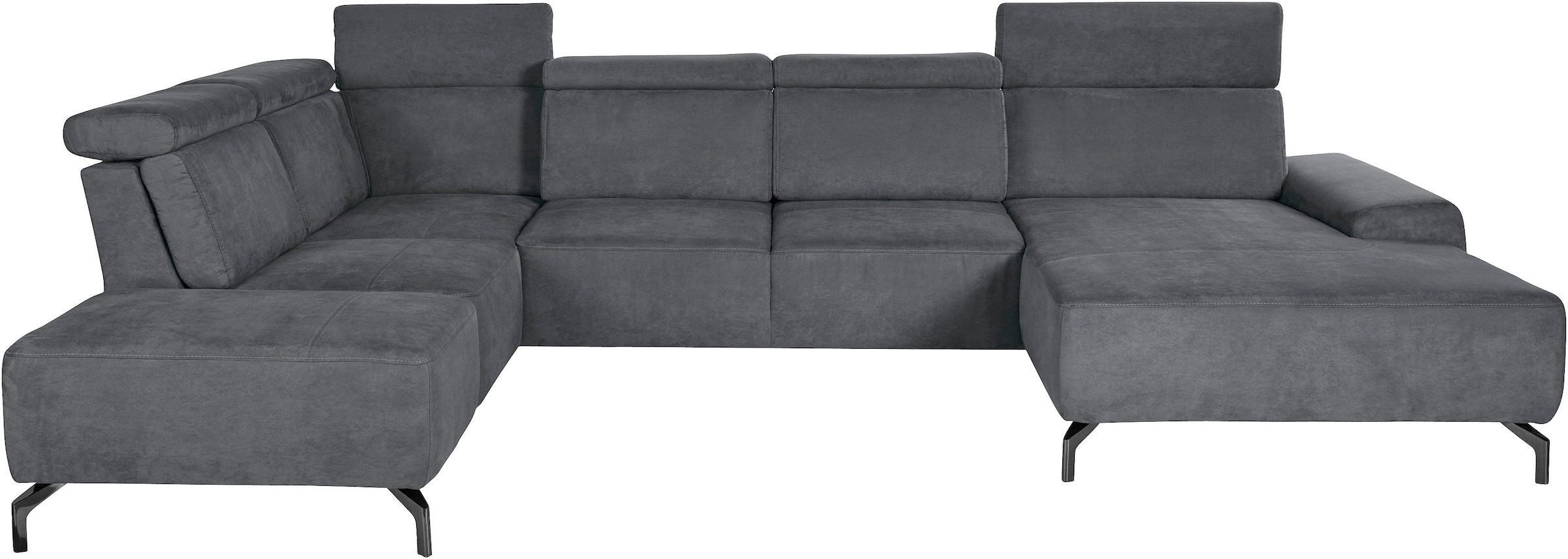sit&more Wohnlandschaft »Gizeh U-Form«, 15 cm Fußhöhe, inklusive Sitztiefenverstellung und Kopfteilverstellung