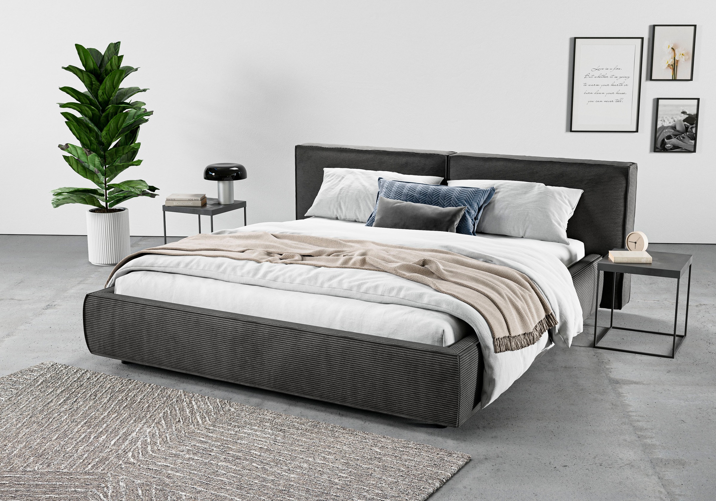 Home affaire Polsterbett »Adrina mit Biesenoptik, Feincord und Luxus-Microfaser« bis 280kg, auch in Überlänge 220 cm, 4 Breiten bis 200cm