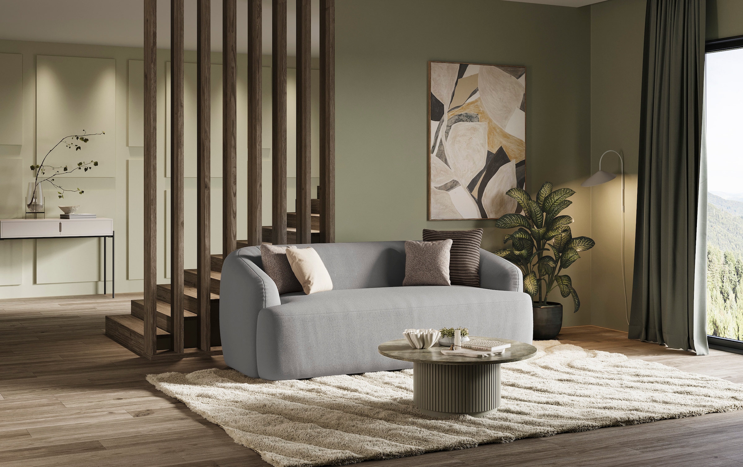 INOSIGN 2-Sitzer »Nergal, Einzelsofa Breite 217cm, organisches Design«, Modernes Design, schlichte Optik, stilvoller Blickfang im Wohnzimmer
