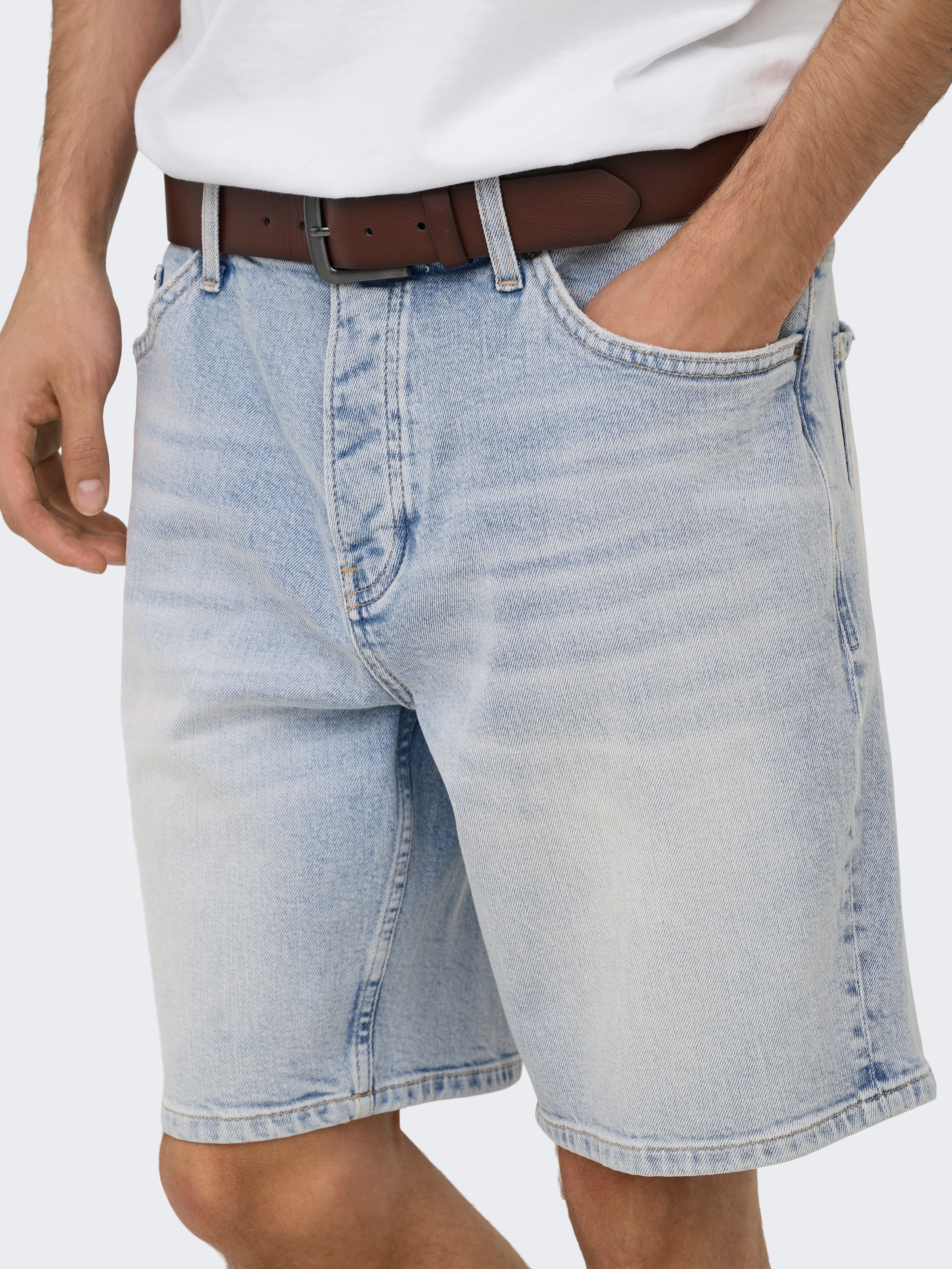 ONLY & SONS Jeansshorts »ONSEDGE PER LBB 9382 DOT DNM SHORTS NOOS« Baumwollmischung, straight fit