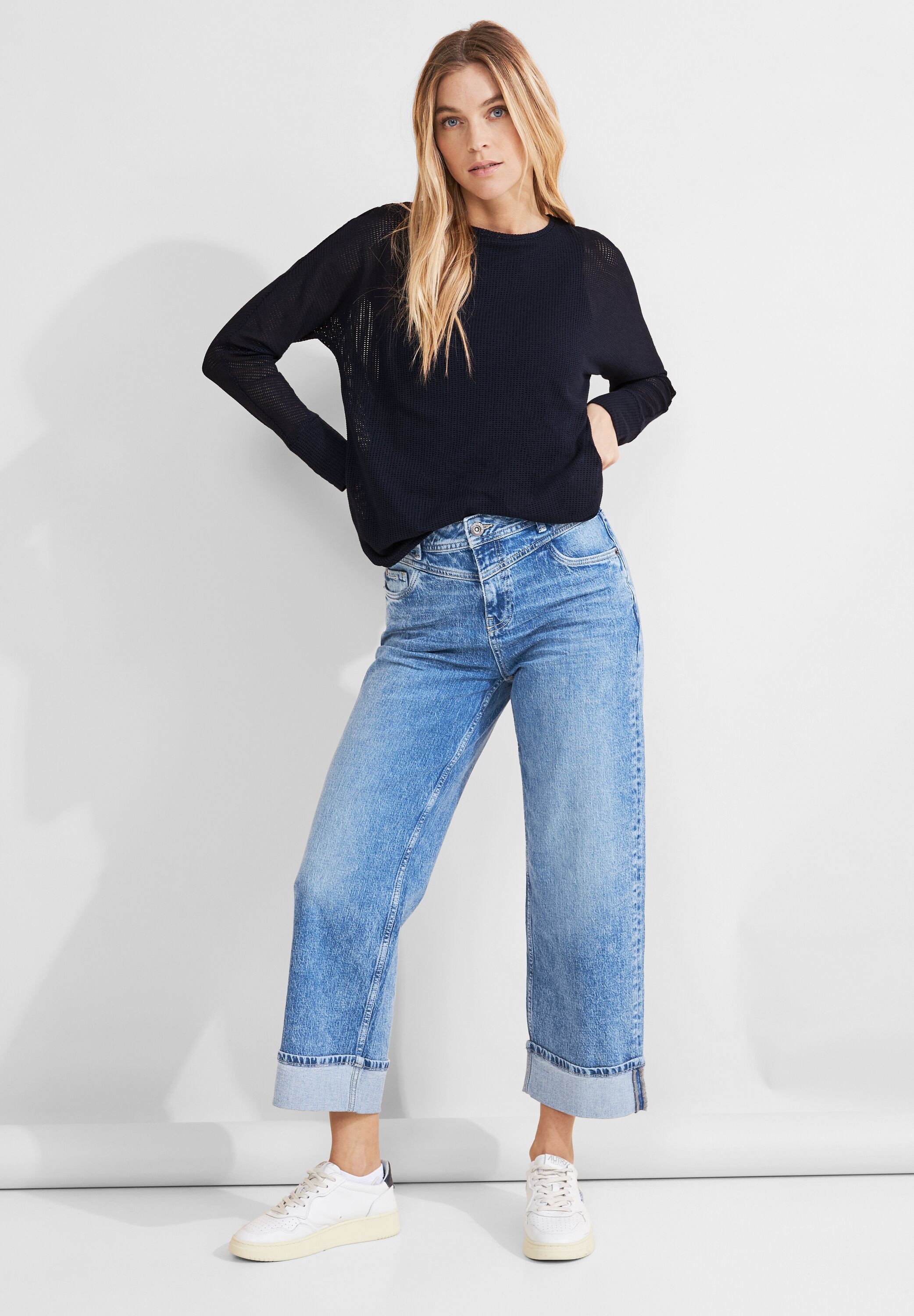 STREET ONE Langarmshirt, mit Lochmuster