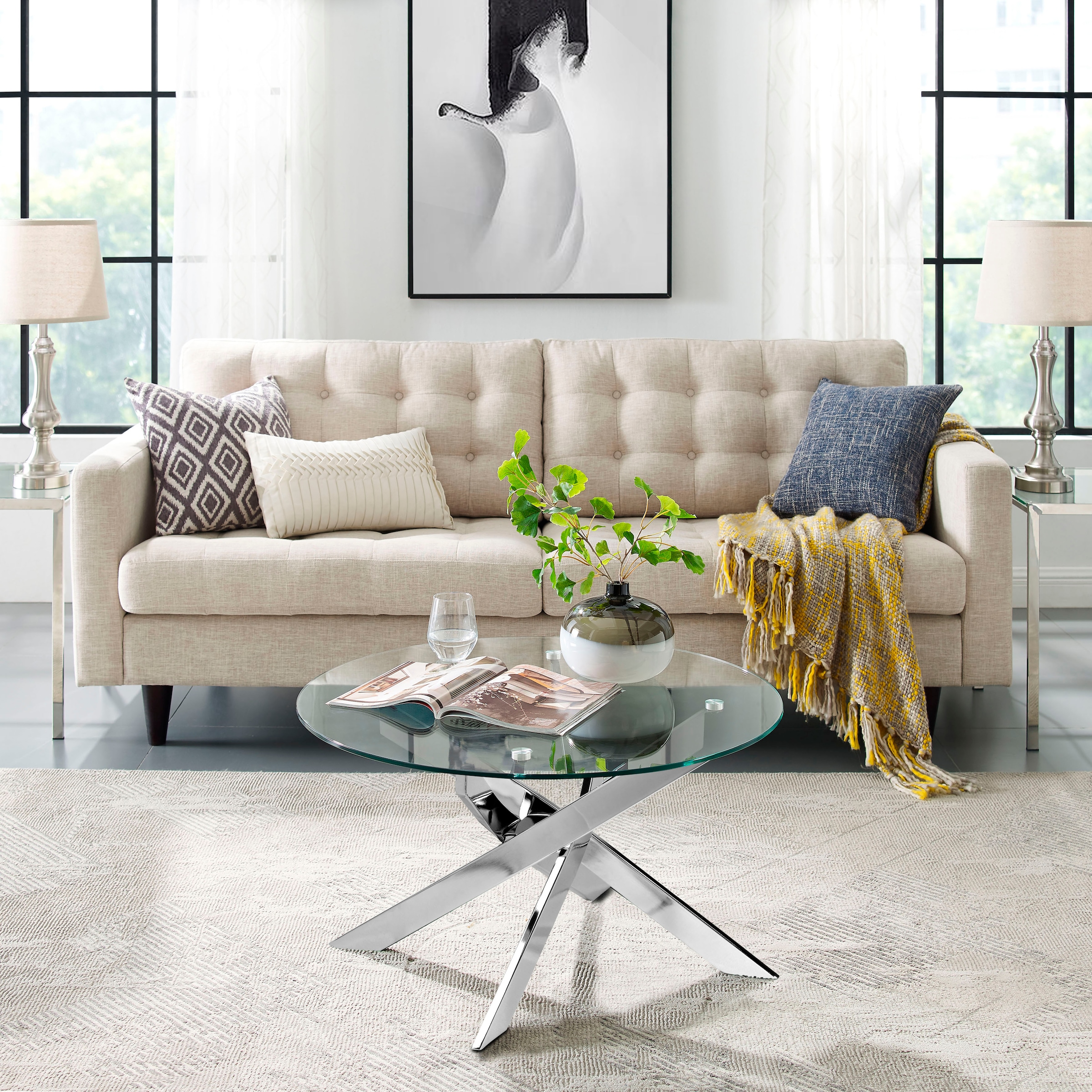 Leonique Couchtisch »Luzie«, unterschiedliches Beingestell (in chrome und schwarz), Breite 80 cm