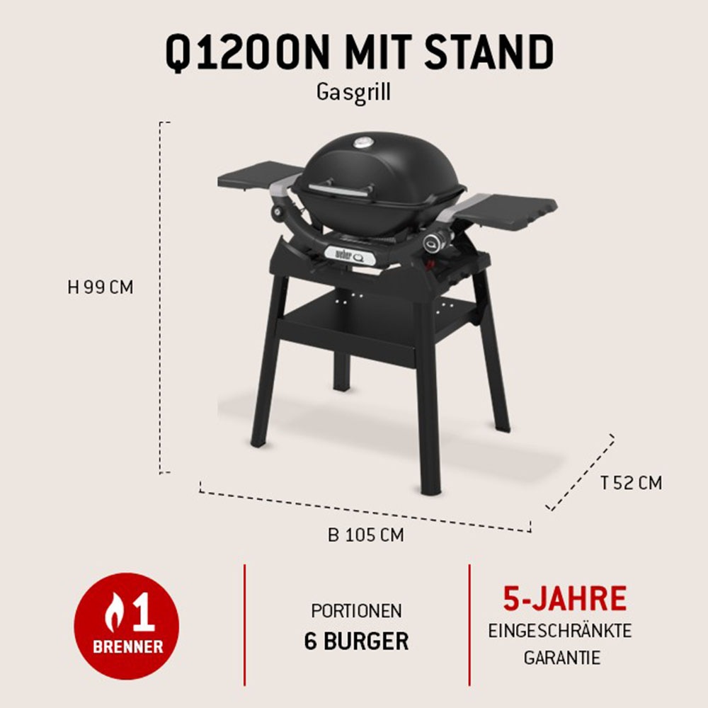 Weber Gasgrill »Q1200N« Mit Deckelthermometer, abnehmbaren Seitentischen und Untergestell