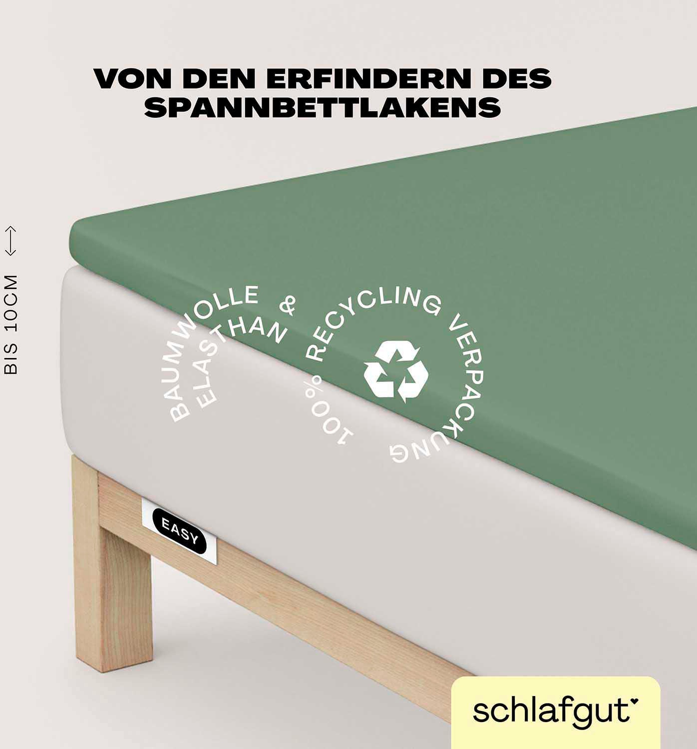 Schlafgut Spannbettlaken »EASY Jersey Elasthan Topper« MADE IN GREEN by OEKO-TEX in grün, Größe 90-100x200-220 10