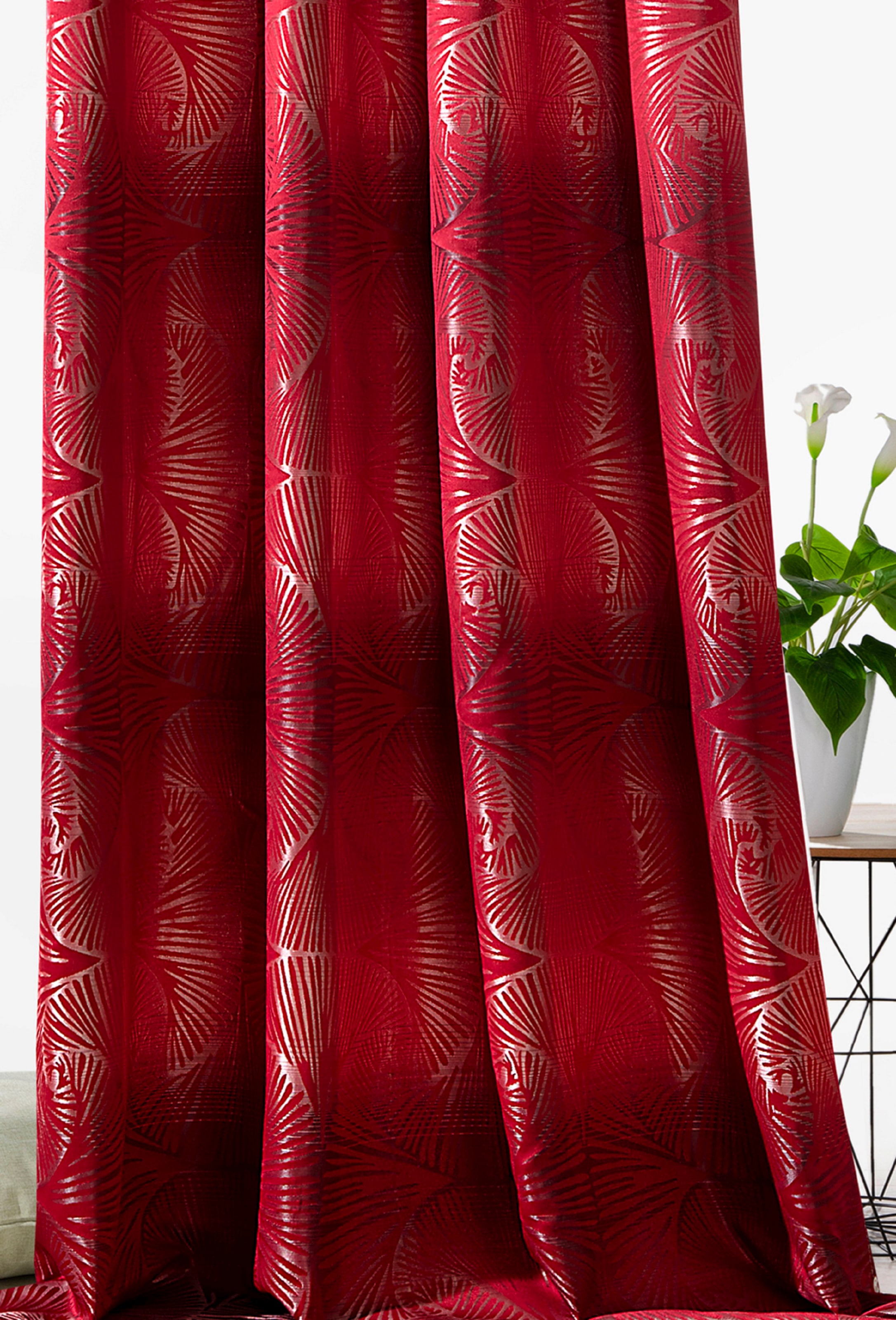 Weckbrodt Vorhang »Gingko« Ösen 1 Stk. tlg. Jacquard mit Gingko - Muster, Ösen, blickdicht, Gardine , Store