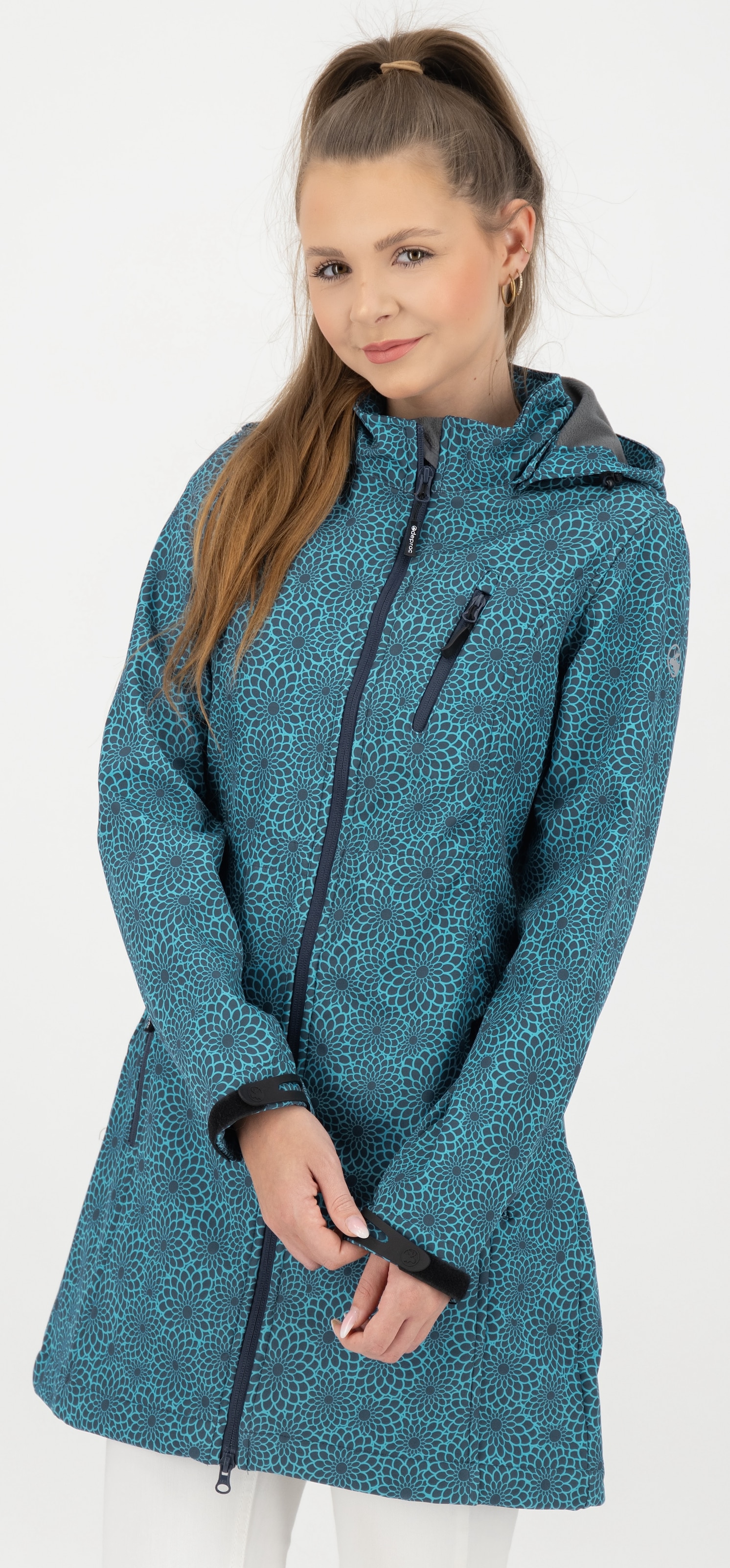 DEPROC Active Softshelljacke »SHELBY LONG«, leichter Softshell Kurzmantel mit abnehmbarer Kapuze