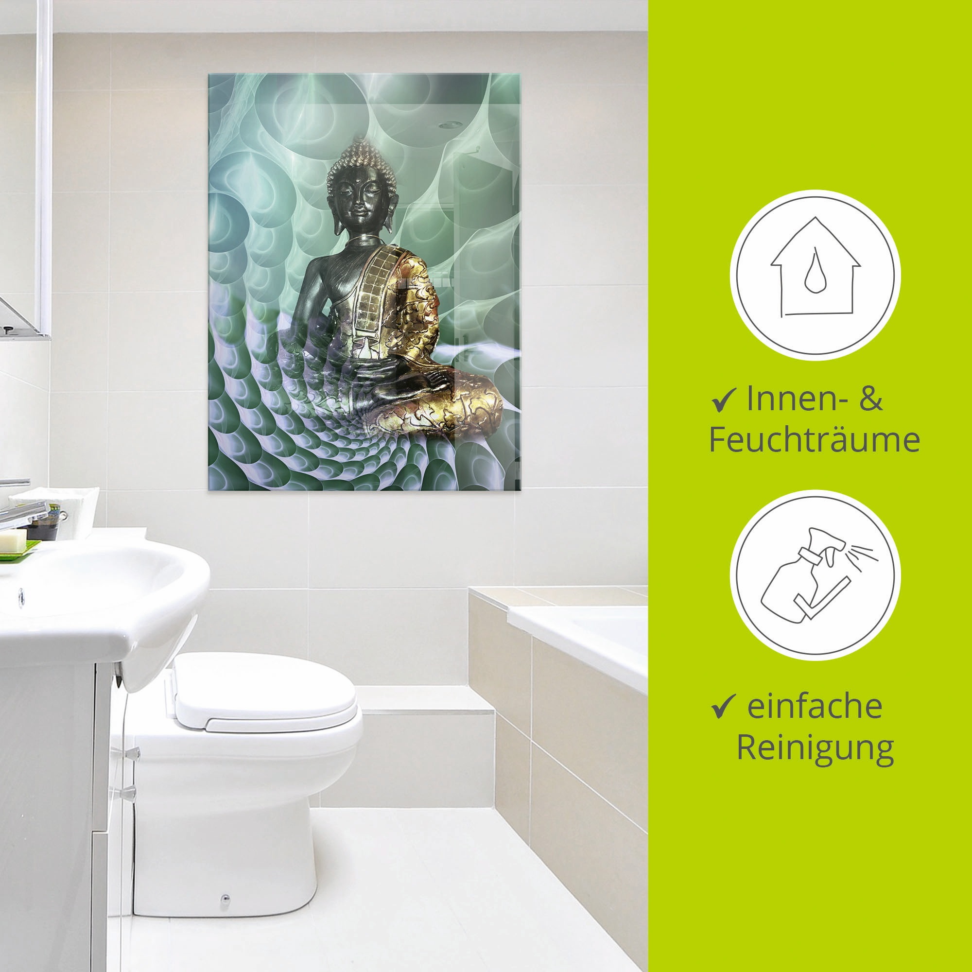 Artland Glasbild »Buddhas Traumwelt CB«, Religion, (1 St.), in verschiedenen Größen