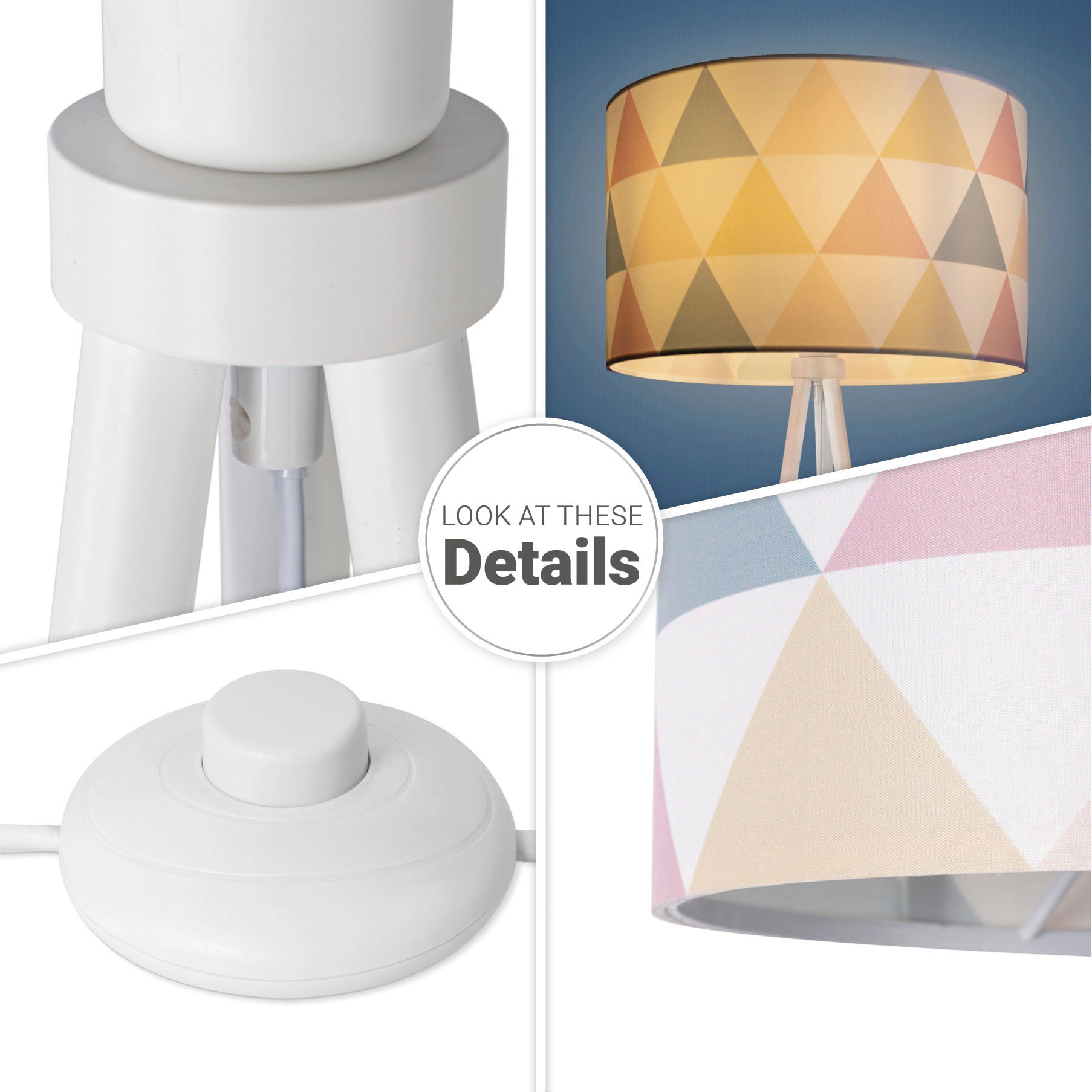 Paco Home Stehlampe »Trina Delta«, Leuchtmittel E27 | ohne Leuchtmittel, Stehlampe Leselampe Stofflampenschirm Dreieck Rund E27 Textil Bunt