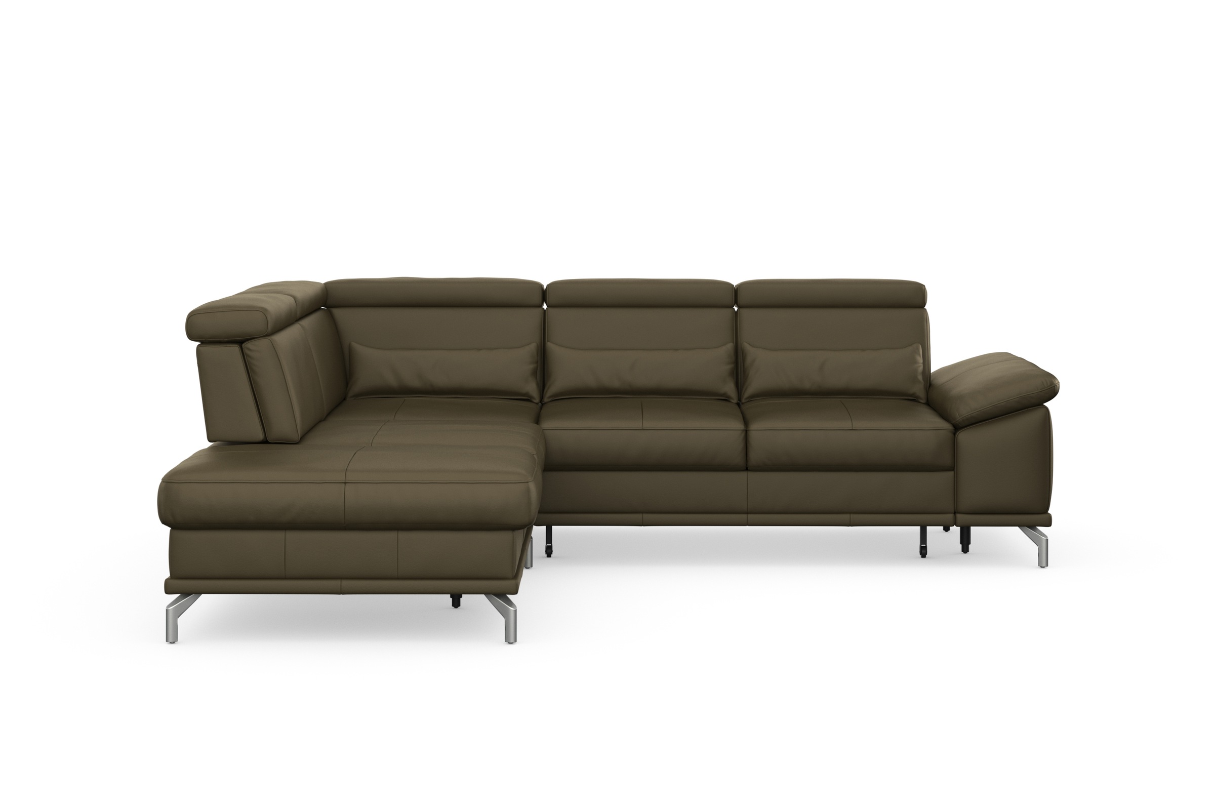 sit&more Ecksofa »Cabrio L-Form, B: 274 cm, mit Sitztiefen-, Arm- & Kopfteilverstellung«, 3 Nierenkissen, Federkern, optional Bettfunktion und Stauraum