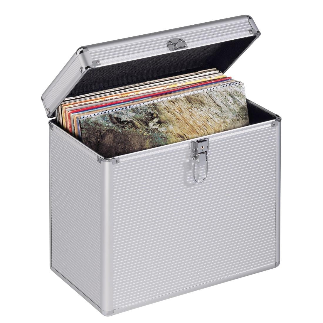 Hama LP-Schutzhülle "LP Koffer 50, Koffer für bis zu 50 Schallplatten, silber Disc-Koffer" Schallplatten