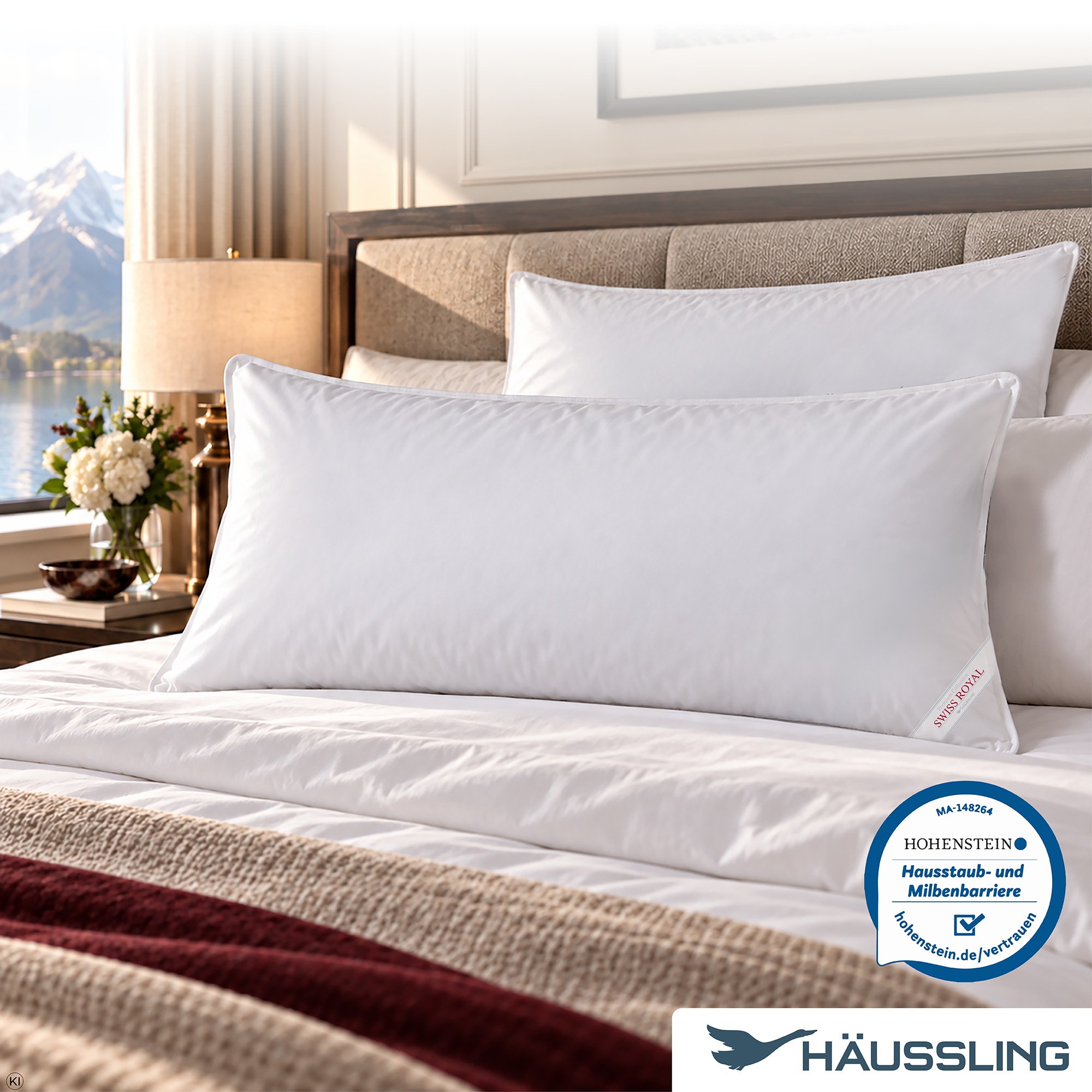 Haeussling Daunenbettdecke + Kopfkissen »Swiss Royal« Bettdecken-Set mit Kopfkissen, 135x200 oder 155x220 cm, Sommer, Winter