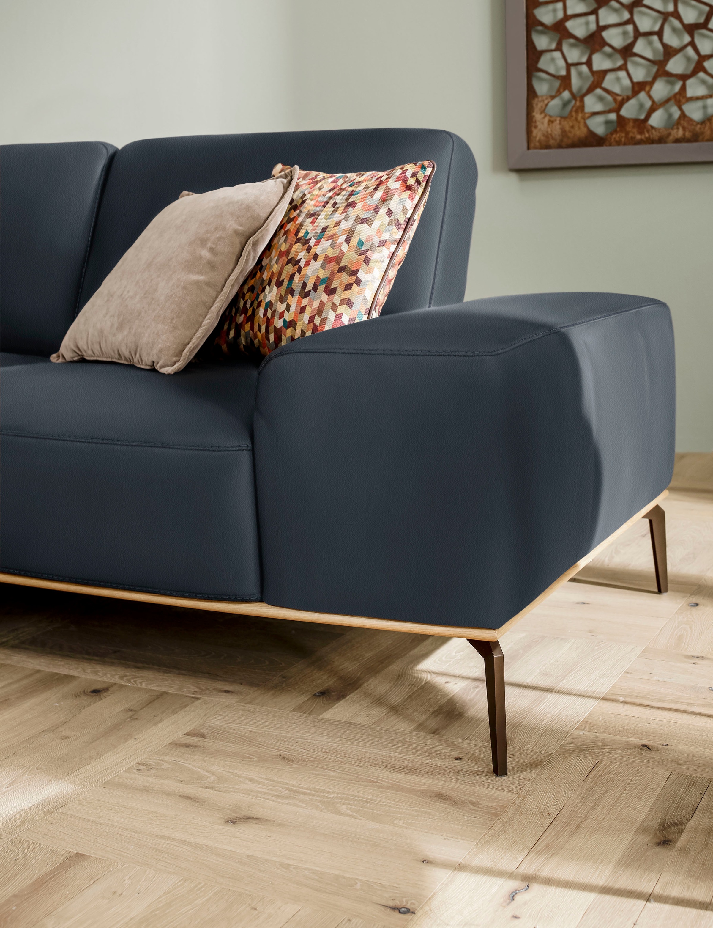 W.SCHILLIG Ecksofa »run, Designsofa mit tollem Sitzkomfort, L-Form«, mit Holzsockel, Füße in Bronze pulverbeschichtet, Breite 299 cm