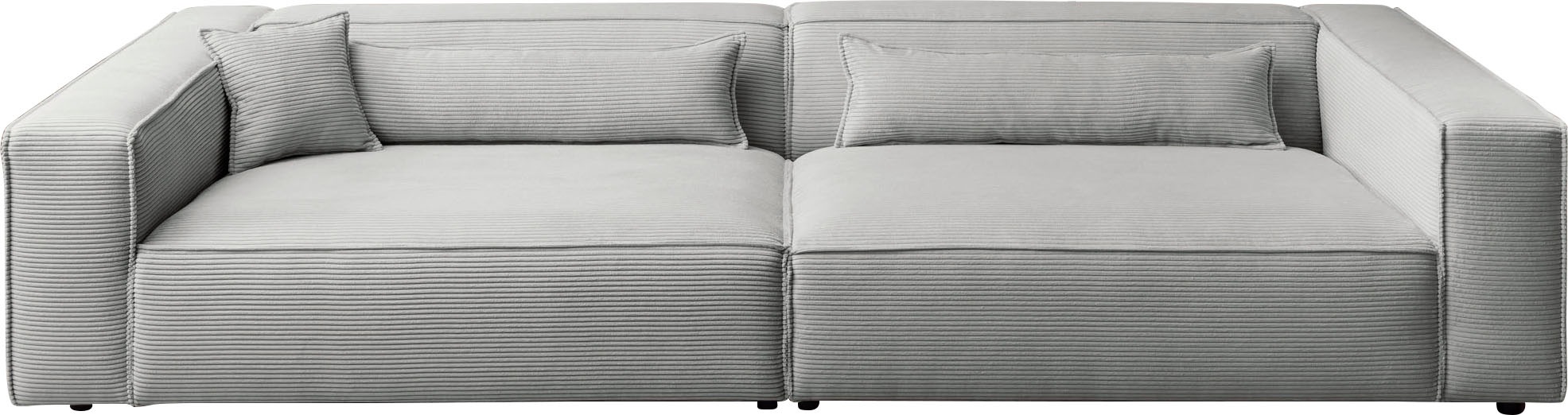 LeGer Home by Lena Gercke 3-Sitzer »PIARA, XXL Sofa mit Kedernaht, Big-Sofa in Cord oder Leinenoptik«, schwarze Füße, bequemer Sitzkomfort, extra tiefe Sitzfläche