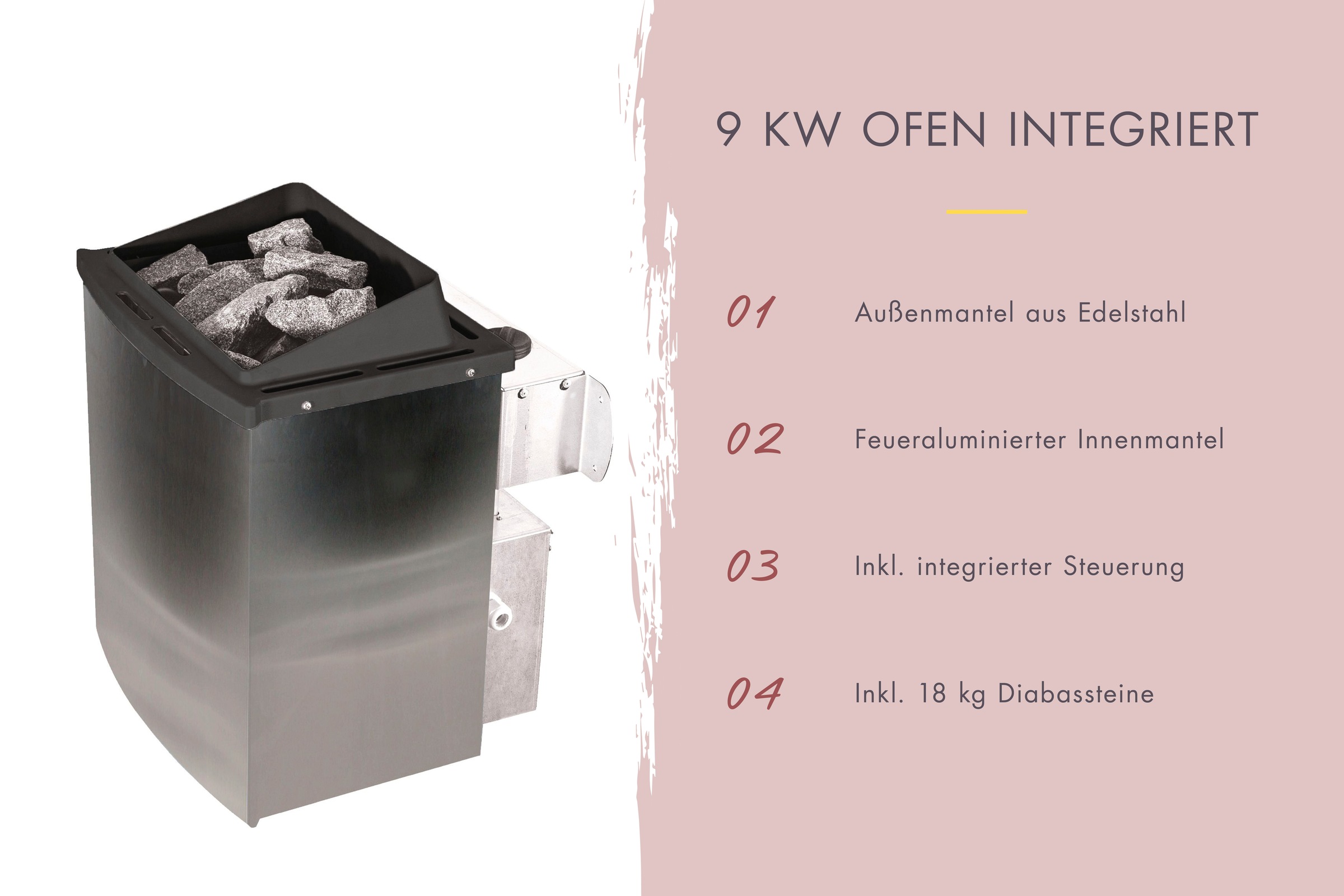 Karibu Sauna »Menja« Set,  Ofen 9 kW integr. Strg