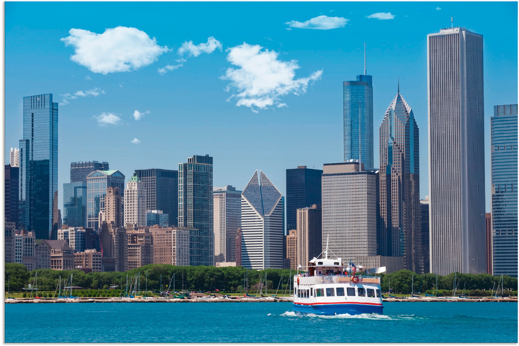 Artland Wandbild »Chicago Skyline«, Amerika, (1 St.), in vielen Größen & Produktarten - Alubild / Outdoorbild für den Außenbereich, Leinwandbild, Poster, Wandaufkleber / Wandtattoo auch für Badezimmer geeignet