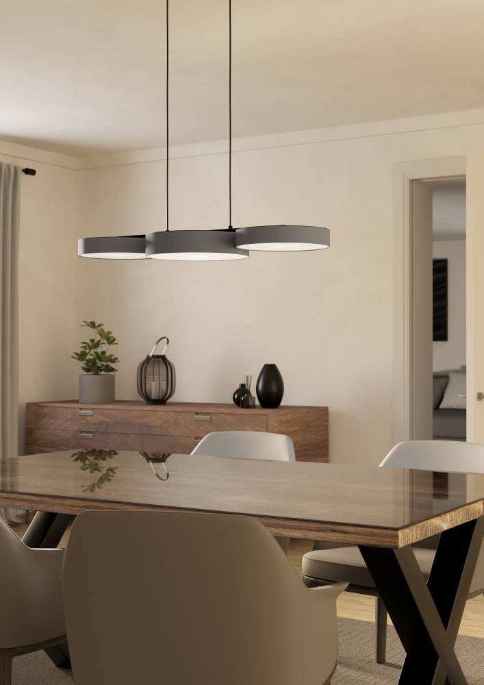 EGLO Hängeleuchte »BARBANO-Z Hängelampe, grau weiß, ZigBee 3.0, Disco-Modus, Timer«, 3 flammig, Leuchtmittel LED-Modul | LED fest integriert, App und Sprachsteuerung Alexa, ‎82 x 30 x 110 cm, exkl. Fernbedienung