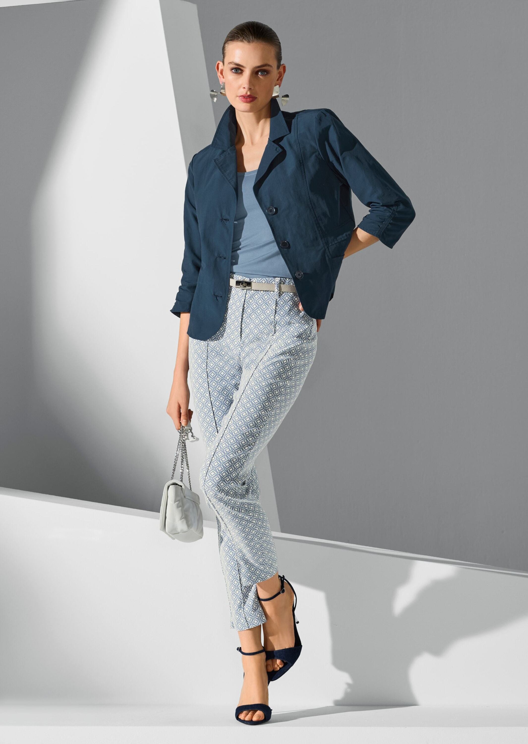 MADELEINE Langarmshirt »Shirtjacke Sommerleichte Jacke mit Reverskragen« Leichtblazer mit Raffdetails