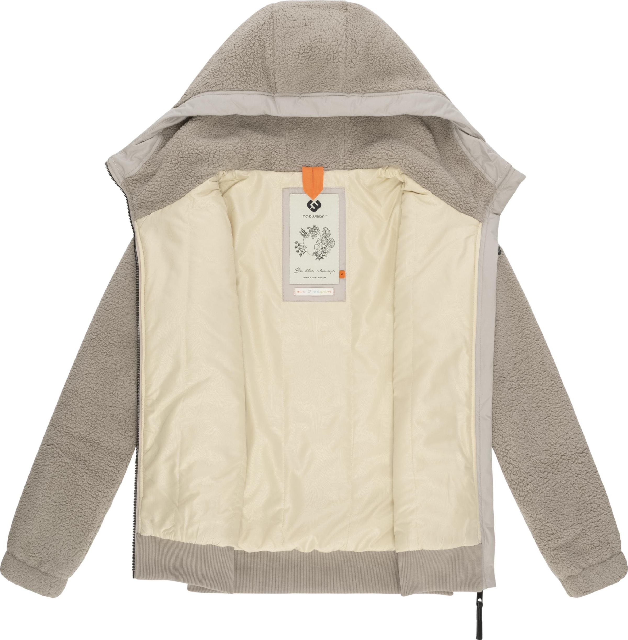 Ragwear Outdoorjacke »Übergangsjacke Cousy Short«, mit Kapuze, flauschige Übergangsjacke mit Teddyfell und Kapuze