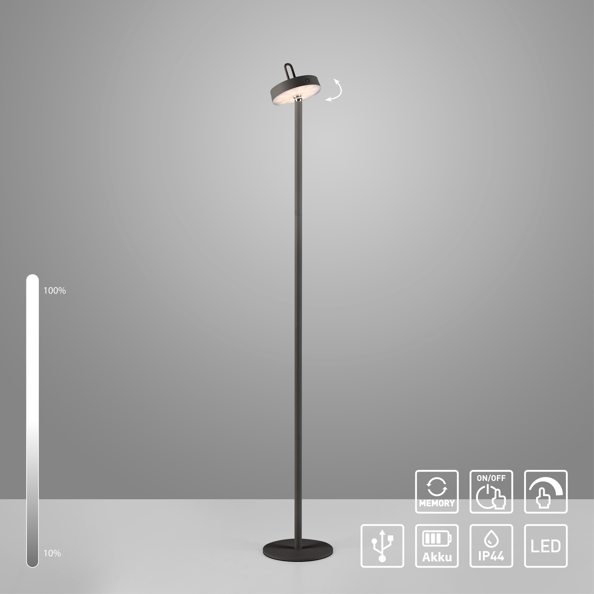 JUST LIGHT Stehlampe »AMAG« LED-Modul 1 Stk. Warmweiß Akkuleuchte