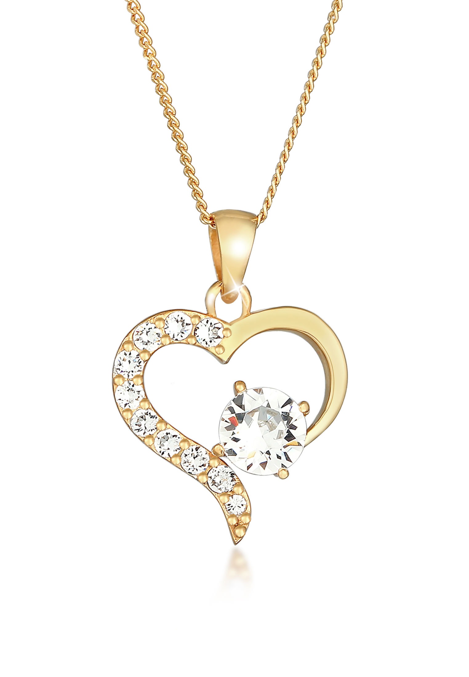 Elli Silberkette »Halskette Herz 925 Silber, mit Kristallen von Swarovski®«